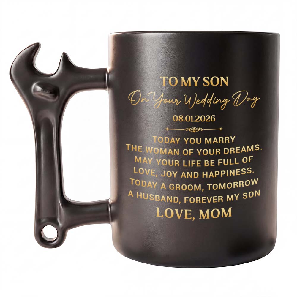 Personalized Wrench Handle Coffee Mug Gift for Son Wedding Day Wrench Handle Mug GradoCreations