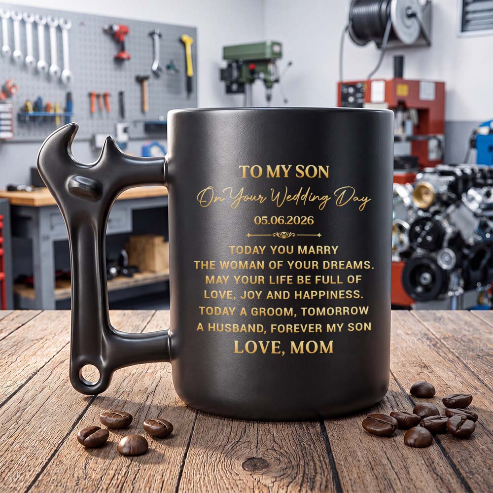 Personalized Wrench Handle Coffee Mug Gift for Son Wedding Day Wrench Handle Mug GradoCreations