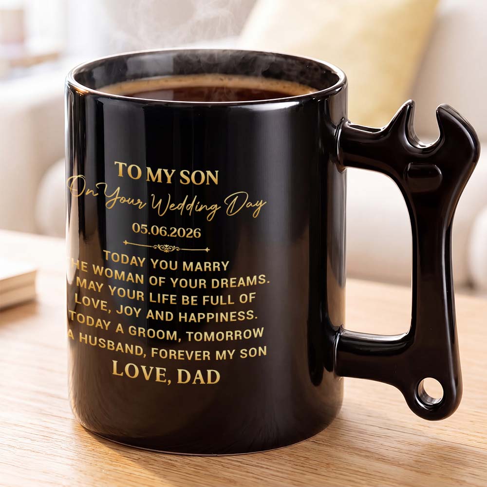 Personalized Wrench Handle Coffee Mug Gift for Son Wedding Day Wrench Handle Mug GradoCreations