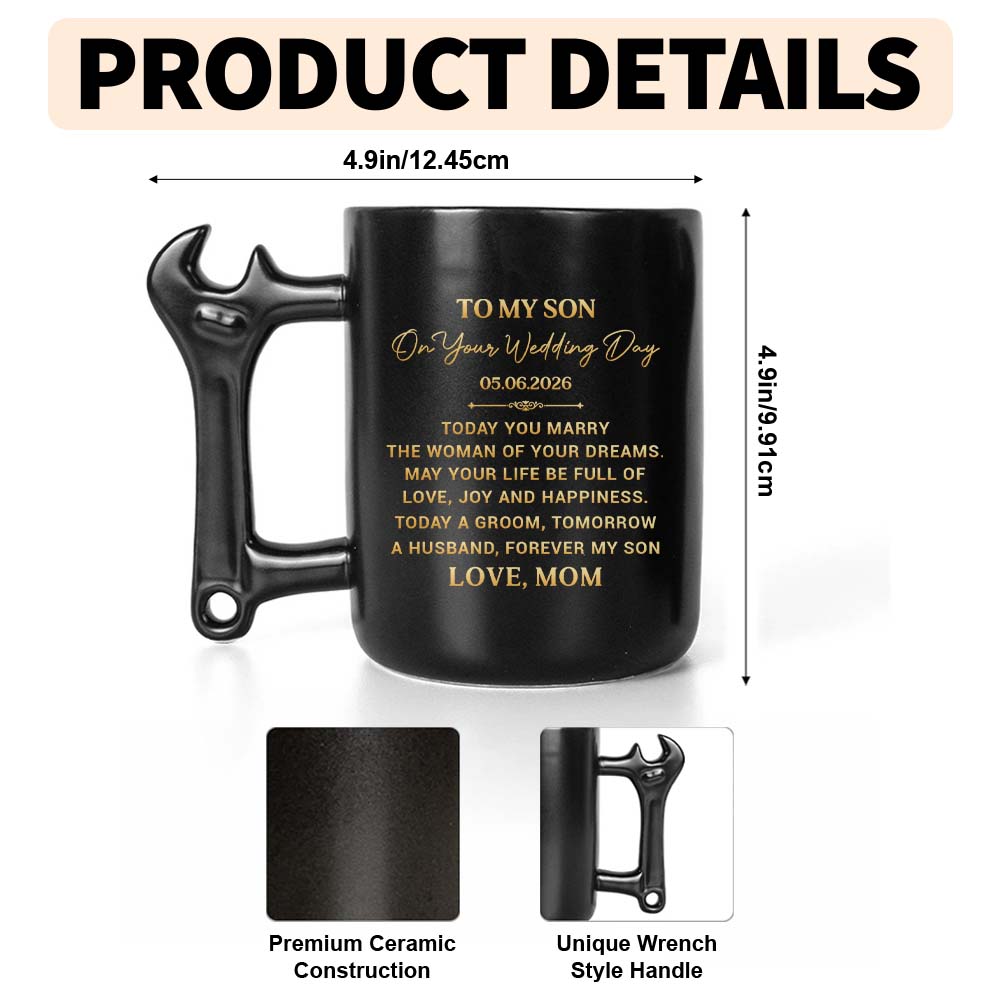Personalized Wrench Handle Coffee Mug Gift for Son Wedding Day Wrench Handle Mug GradoCreations