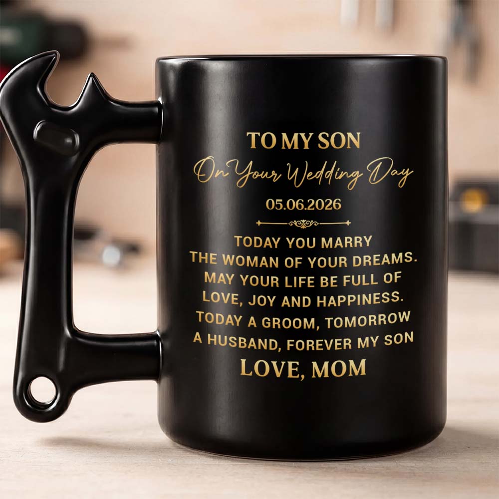 Personalized Wrench Handle Coffee Mug Gift for Son Wedding Day Wrench Handle Mug GradoCreations
