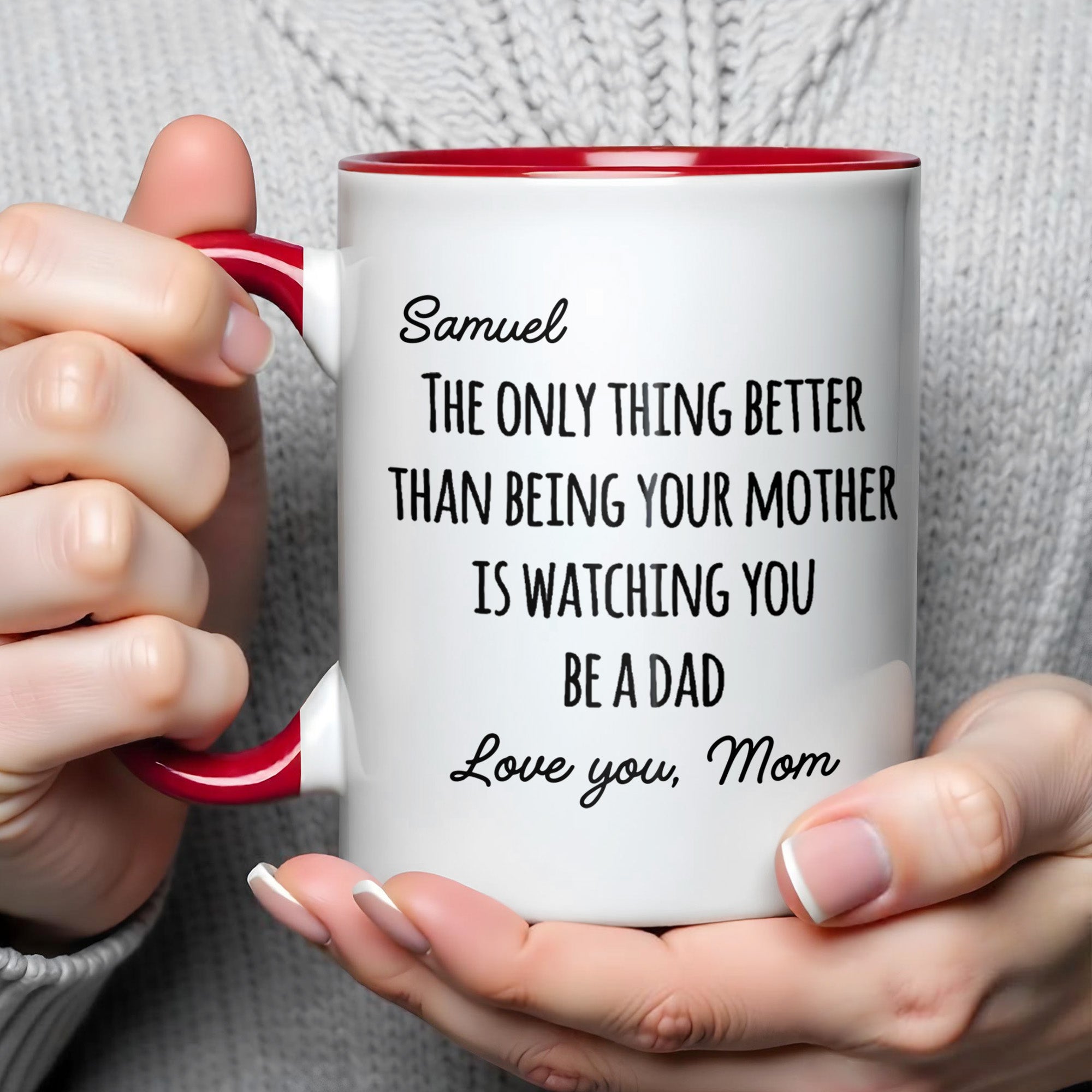 Personalized Accent Mug Custom Message Gift for Dad Accent Mug GradoCreations