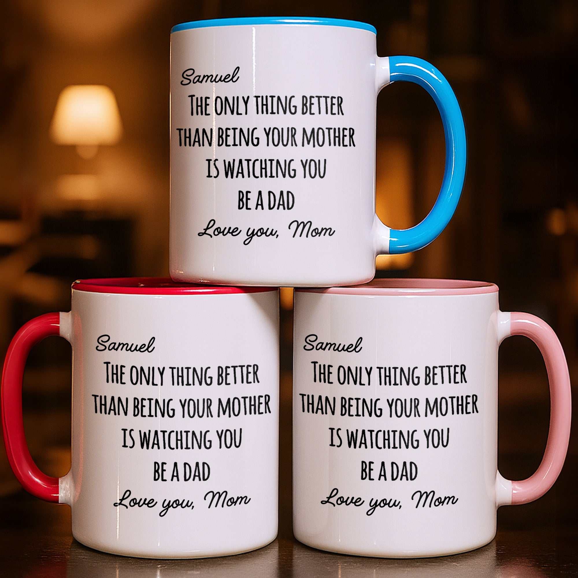 Personalized Accent Mug Custom Message Gift for Dad Accent Mug GradoCreations