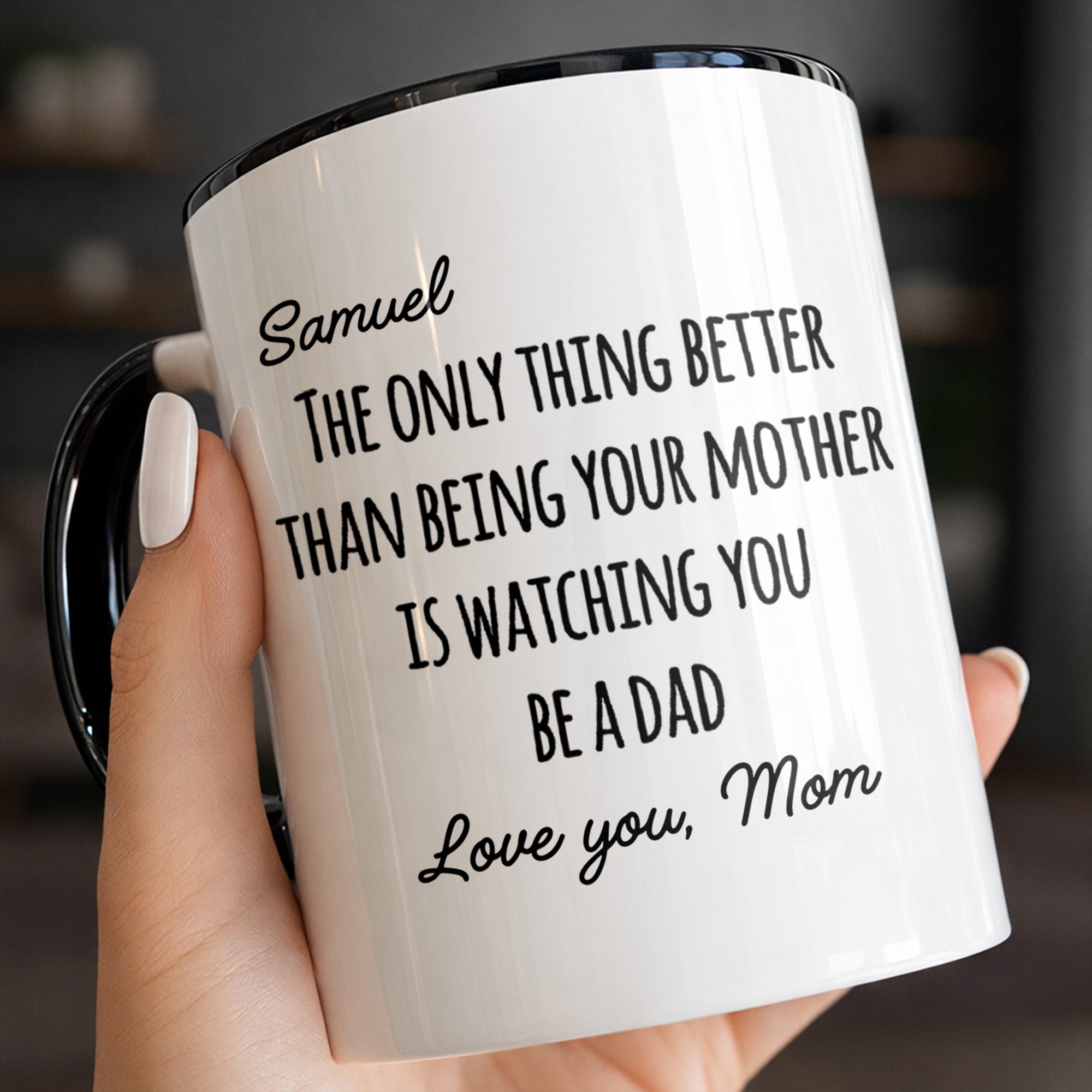 Personalized Accent Mug Custom Message Gift for Dad Accent Mug GradoCreations