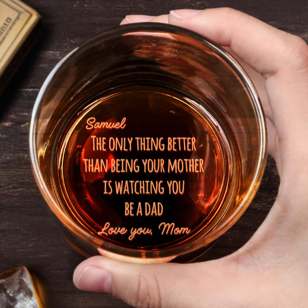 Engraved Whiskey Glass Personalized Gift for Dad, Custom Text Whiskey Glass GradoCreations