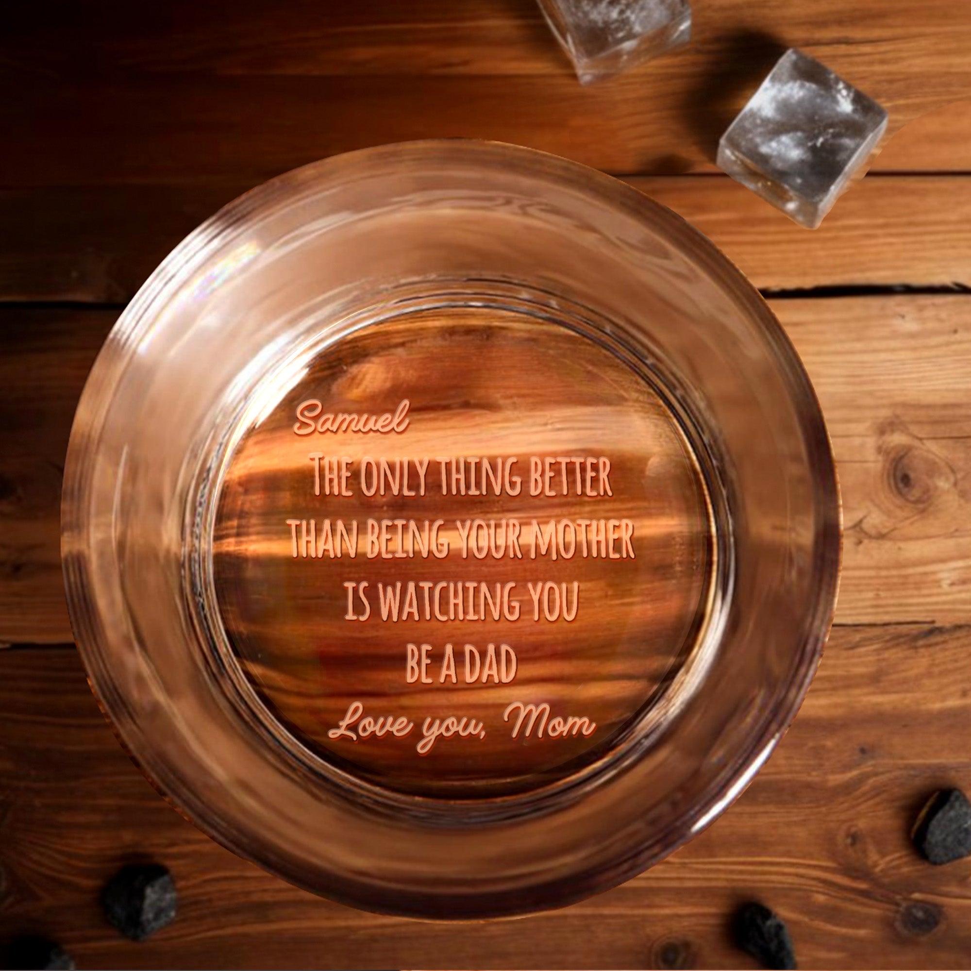 Engraved Whiskey Glass Personalized Gift for Dad, Custom Text