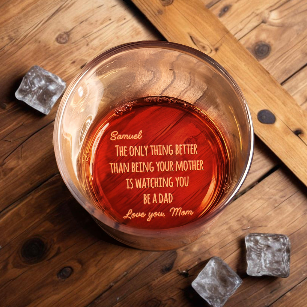 Engraved Whiskey Glass Personalized Gift for Dad, Custom Text Whiskey Glass GradoCreations