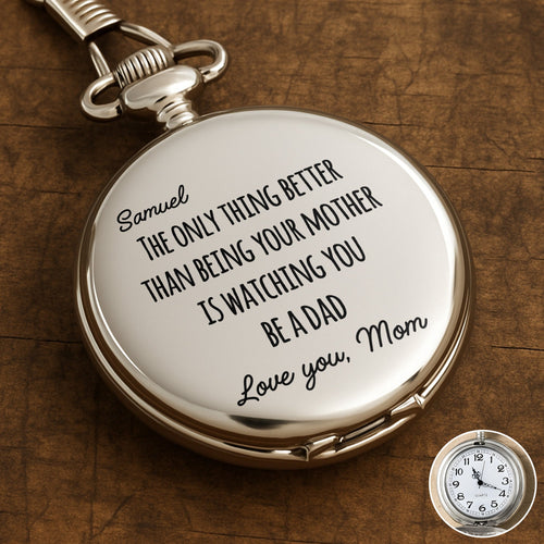 Engraved Silver Pocket Watch Custom Name Gift for Son Pocket Watch GradoCreations