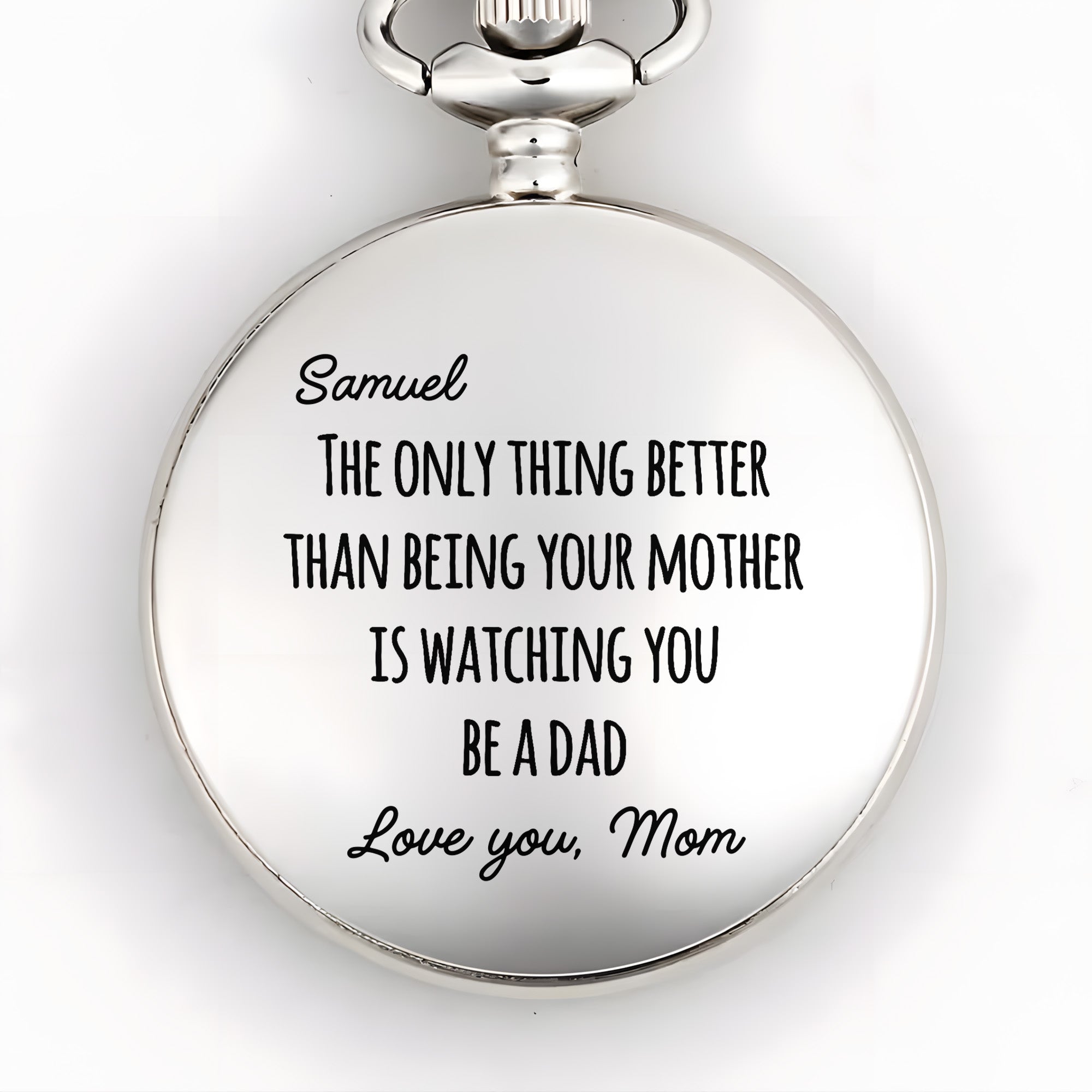 Engraved Silver Pocket Watch Custom Name Gift for Son Pocket Watch GradoCreations