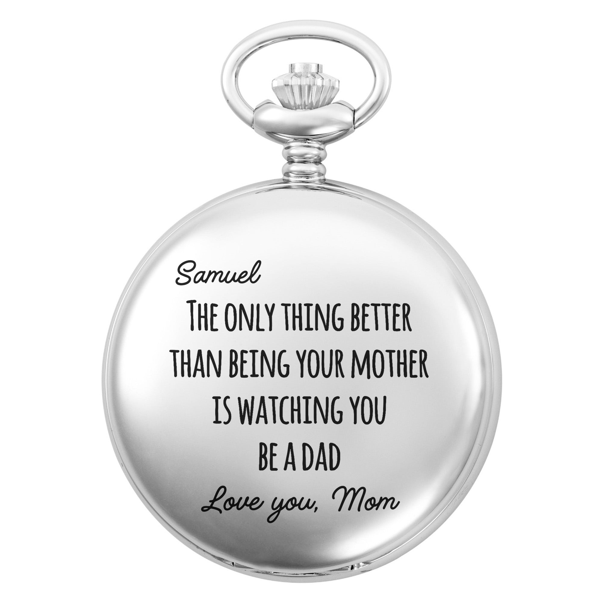 Engraved Silver Pocket Watch Custom Name Gift for Son Pocket Watch GradoCreations