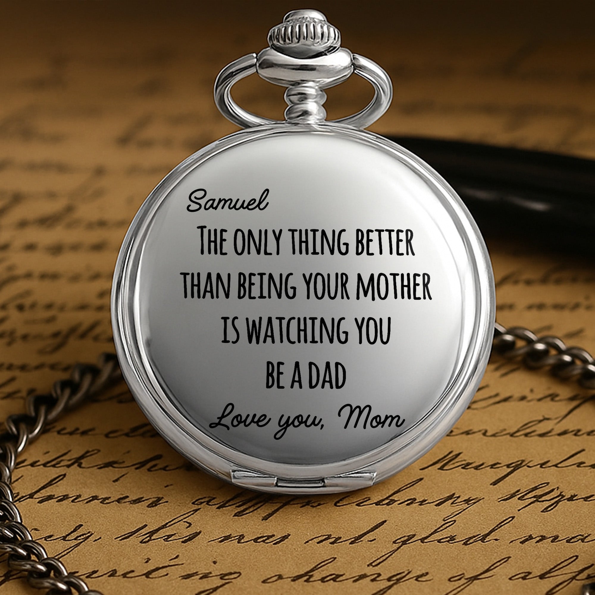 Engraved Silver Pocket Watch Custom Name Gift for Son Pocket Watch GradoCreations