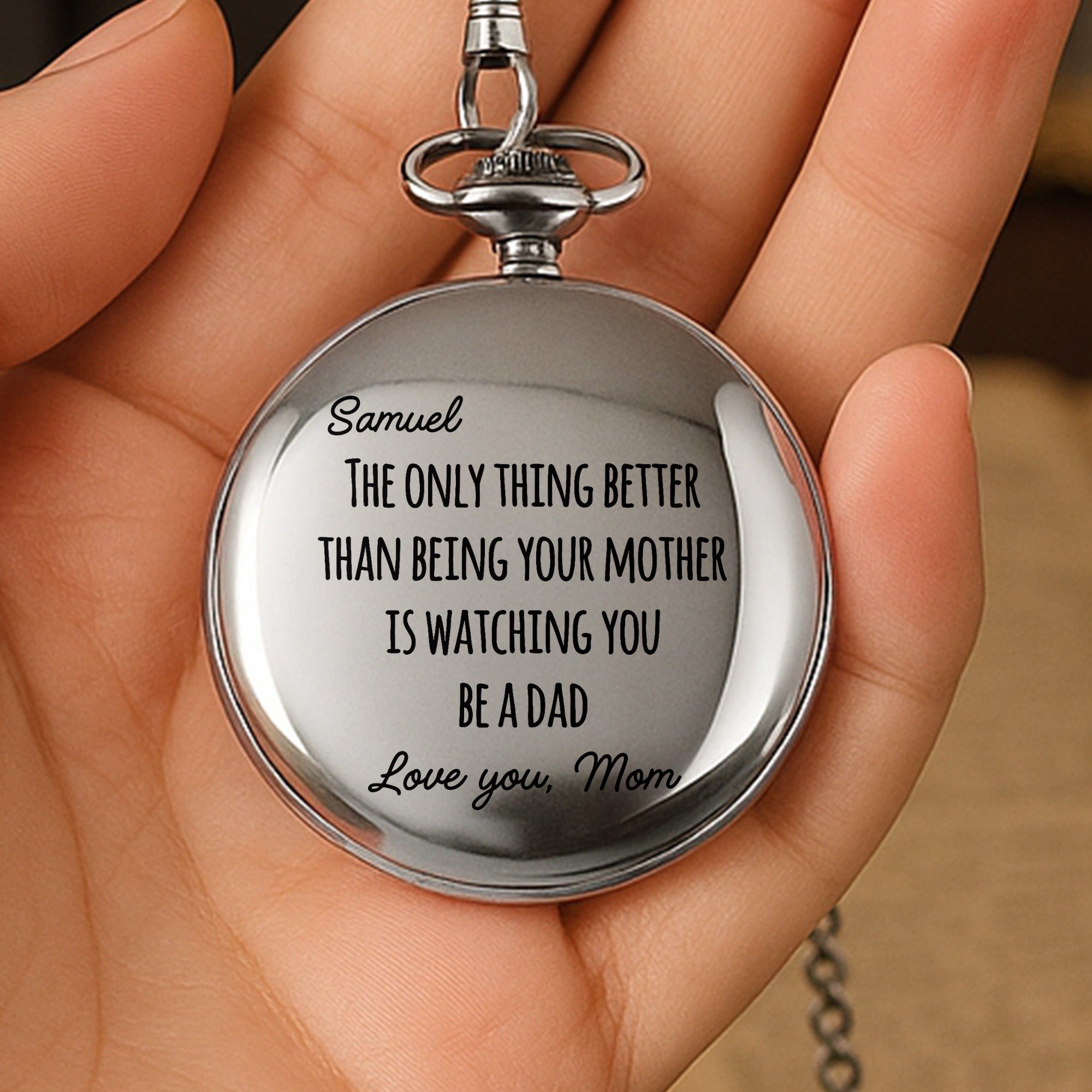 Engraved Silver Pocket Watch Custom Name Gift for Son Pocket Watch GradoCreations
