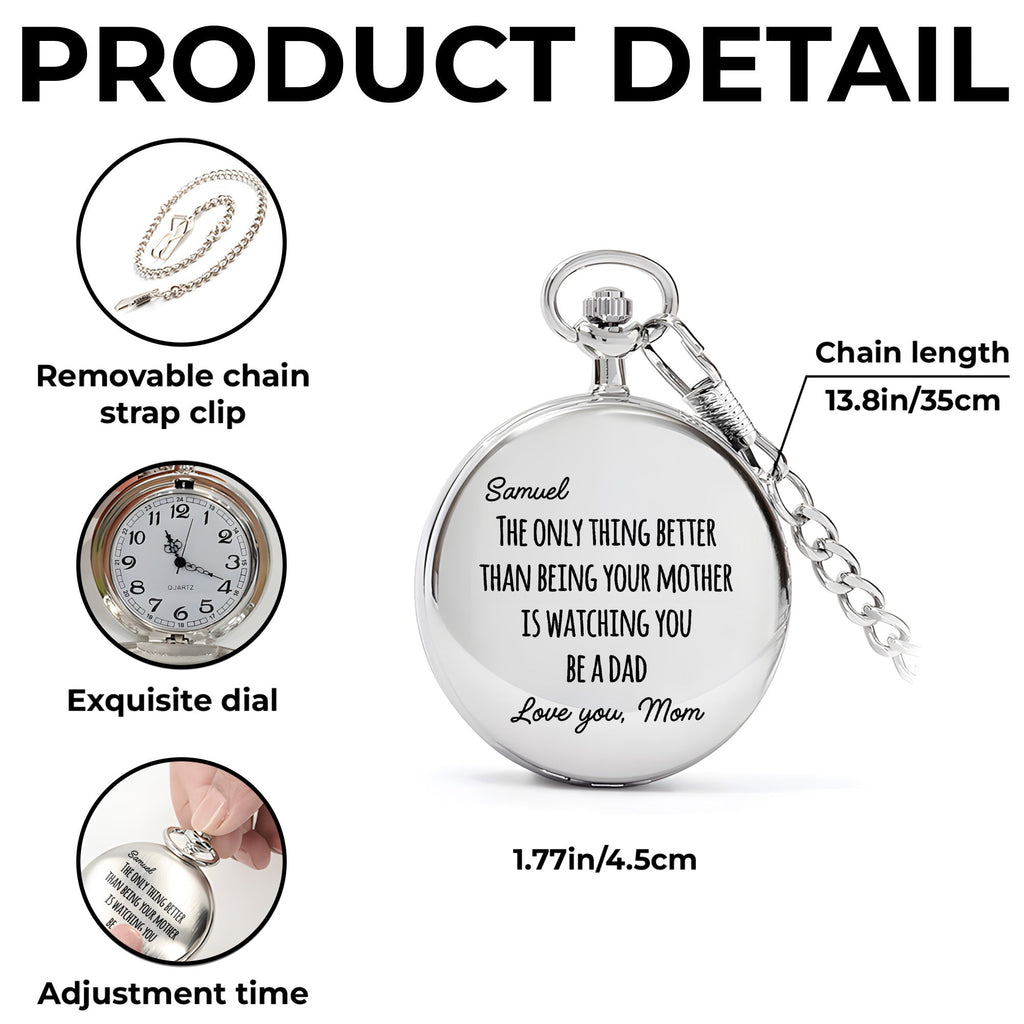 Engraved Silver Pocket Watch Custom Name Gift for Son Pocket Watch GradoCreations