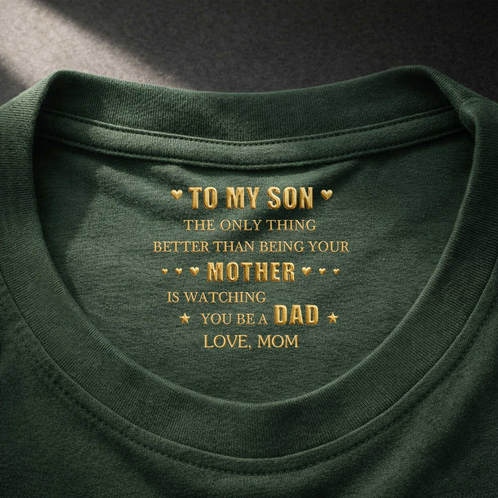 Personalized Inside Neck Print T-Shirt for Son Gift Idea Basic Shirt, Print inside back collar GradoCreations