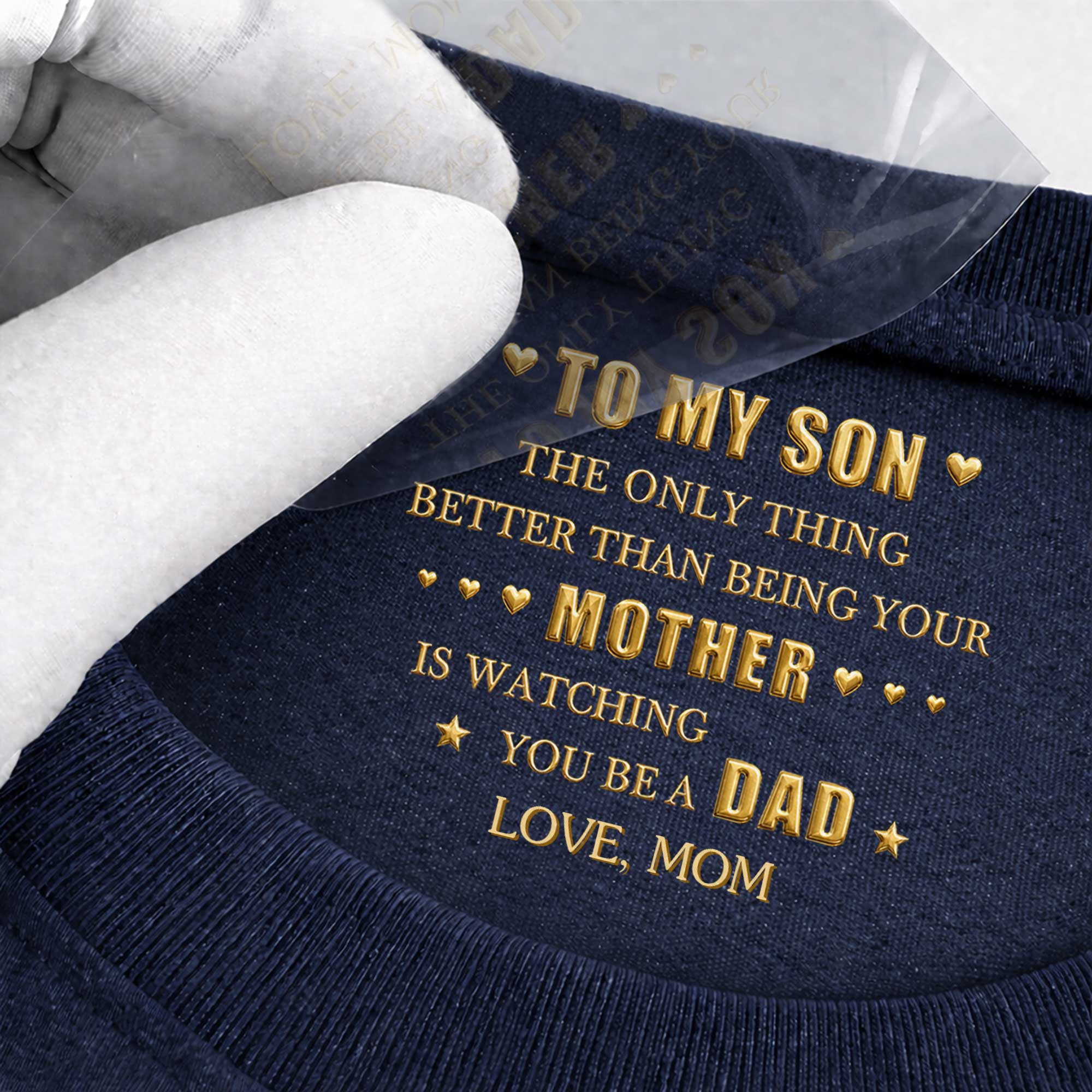 Personalized Inside Neck Print T-Shirt for Son Gift Idea Basic Shirt, Print inside back collar GradoCreations