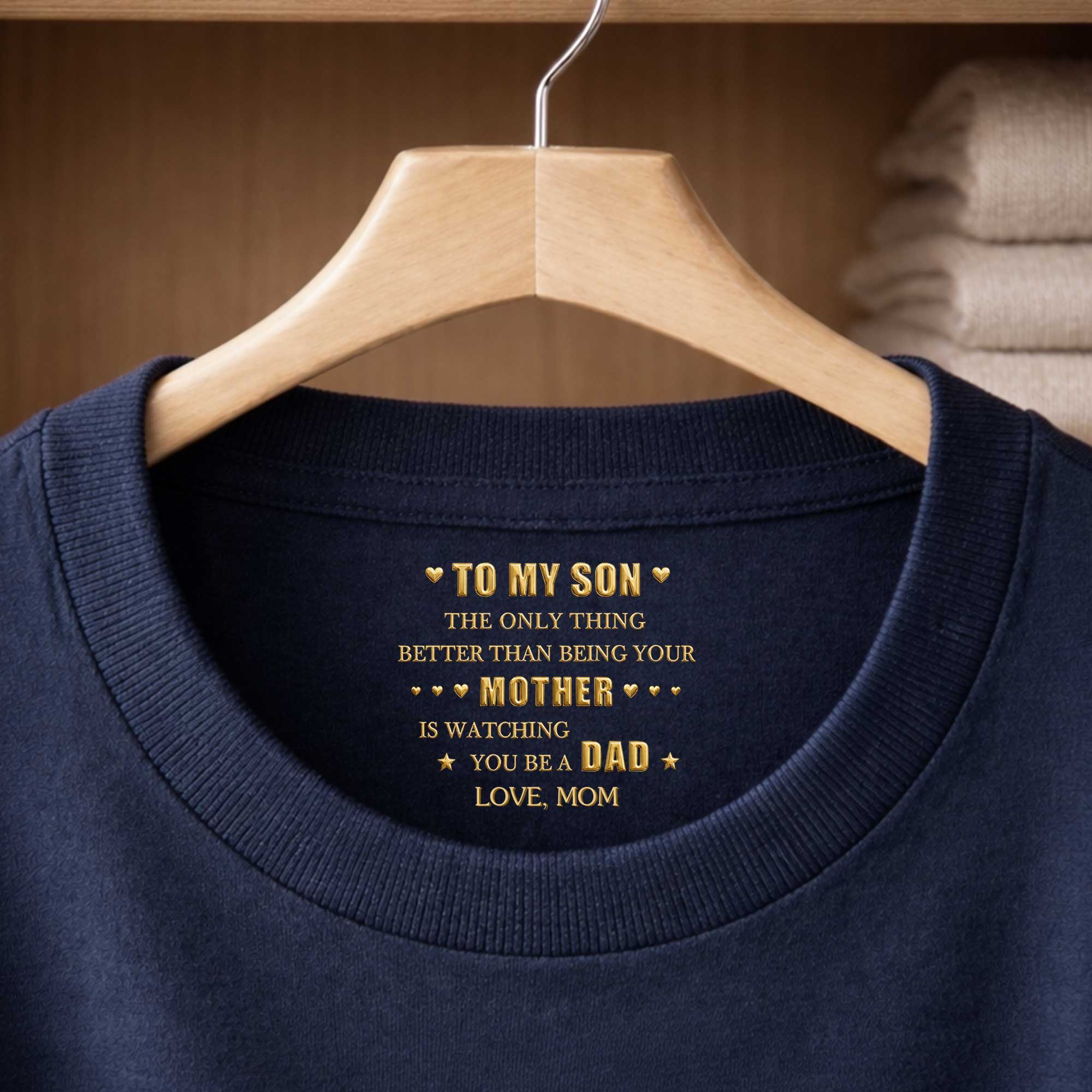 Personalized Inside Neck Print T-Shirt for Son Gift Idea Basic Shirt, Print inside back collar GradoCreations