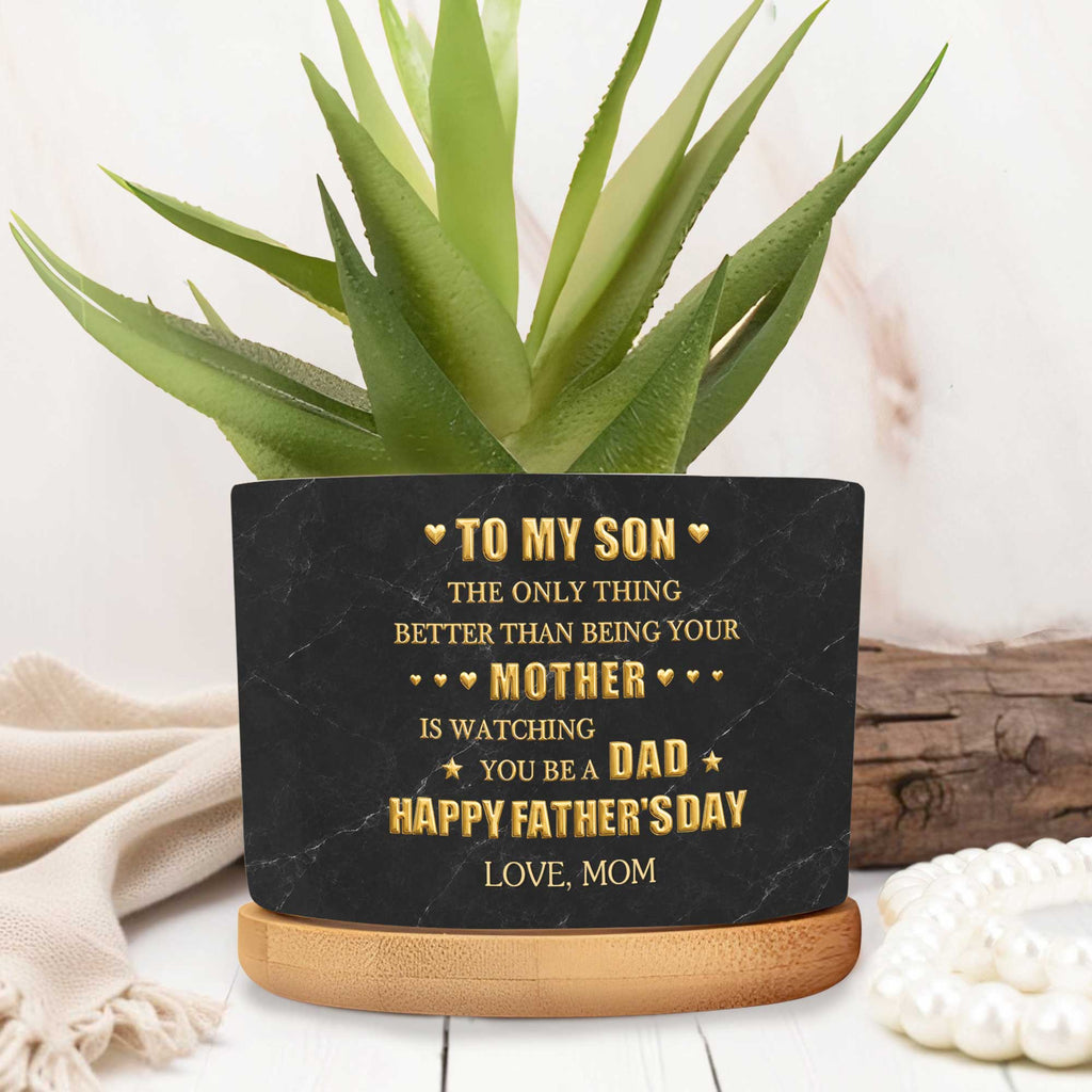 Personalized Ceramic Plant Pot Custom Message for Son Ceramic Plant Pot GradoCreations