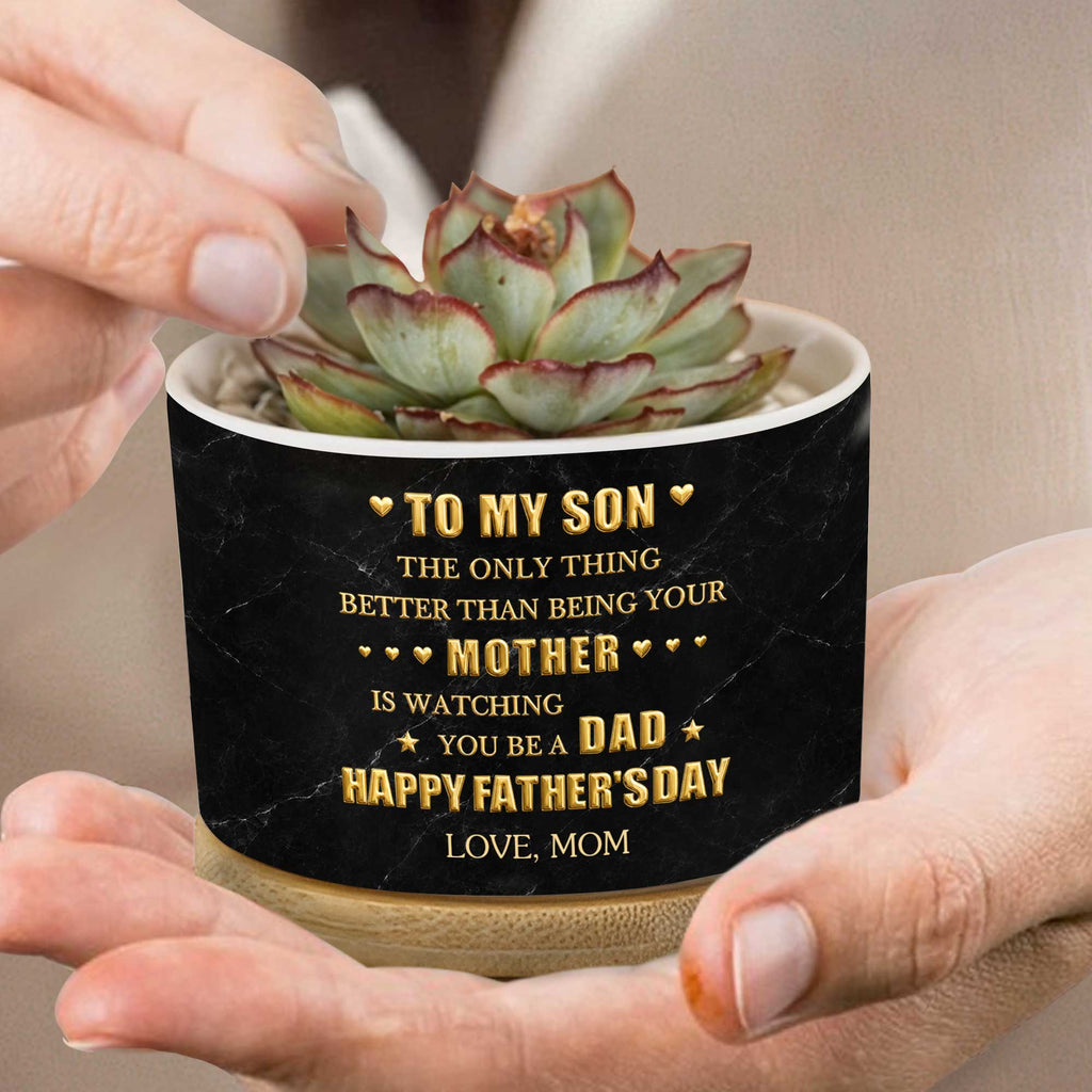 Personalized Ceramic Plant Pot Custom Message for Son Ceramic Plant Pot GradoCreations