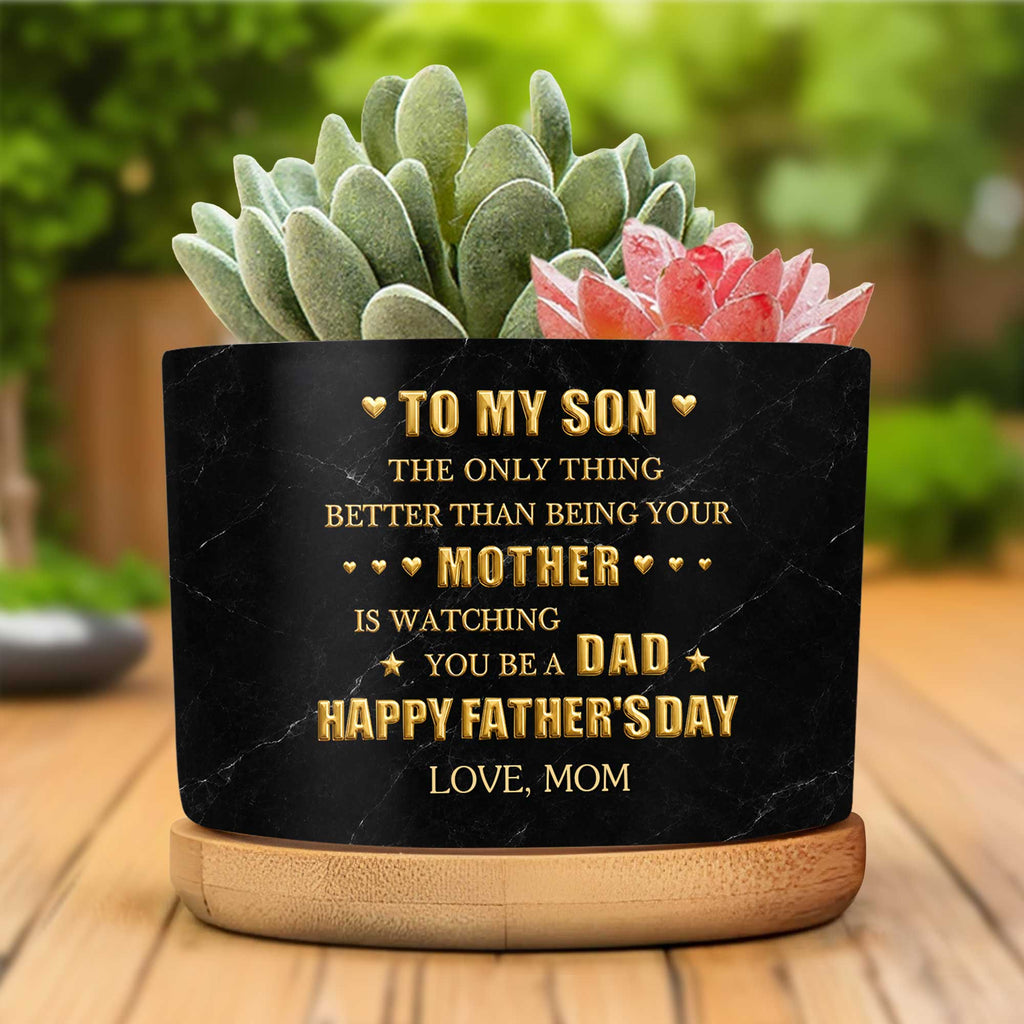 Personalized Ceramic Plant Pot Custom Message for Son Ceramic Plant Pot GradoCreations