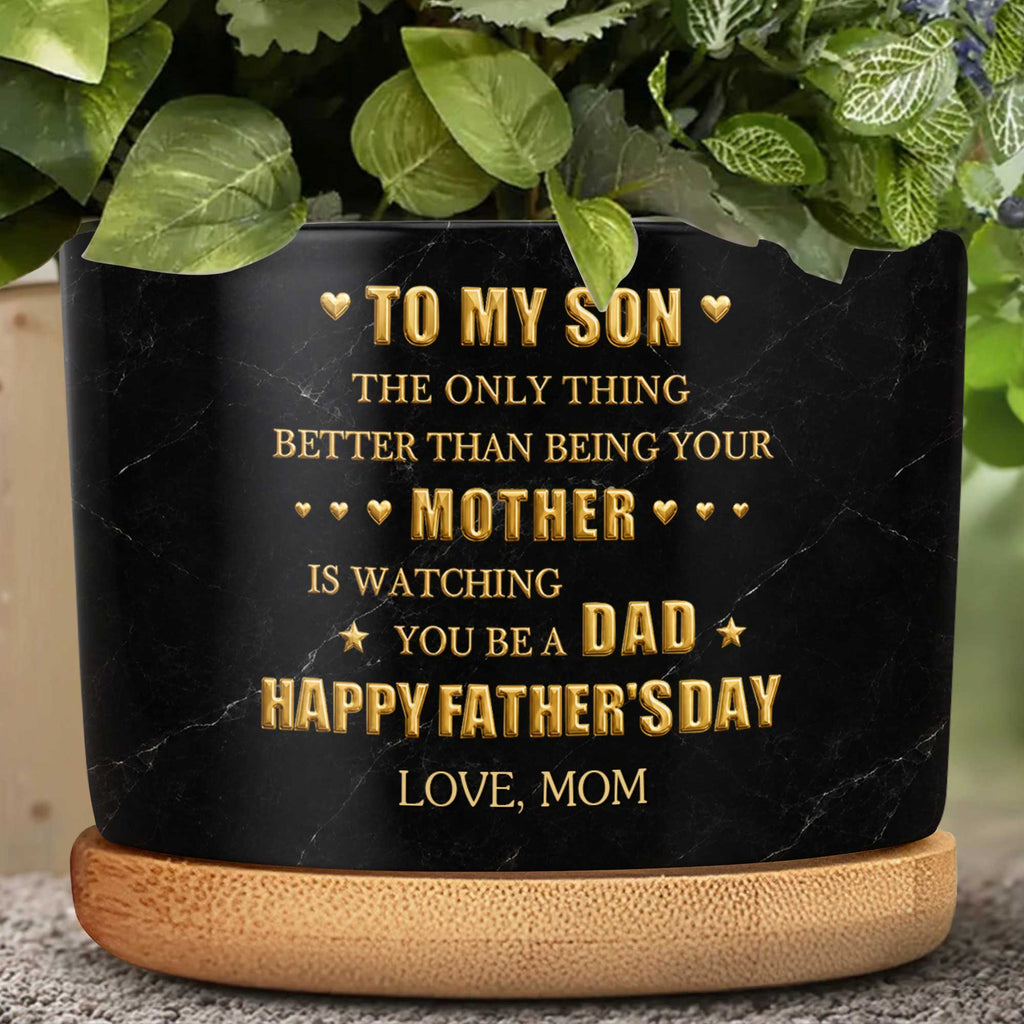 Personalized Ceramic Plant Pot Custom Message for Son Ceramic Plant Pot GradoCreations