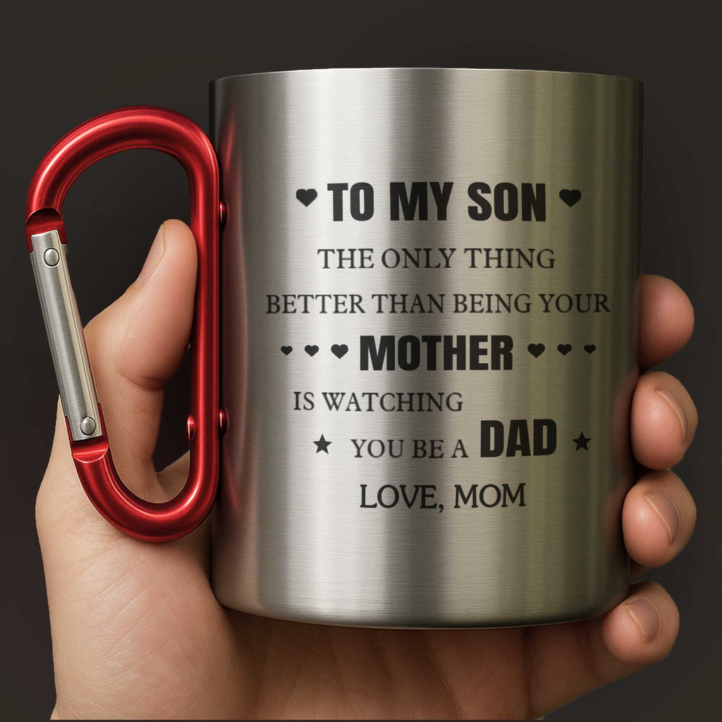 Personalized Stainless Steel Carabiner Mug Custom Gift for Son Carabiner Mug GradoCreations