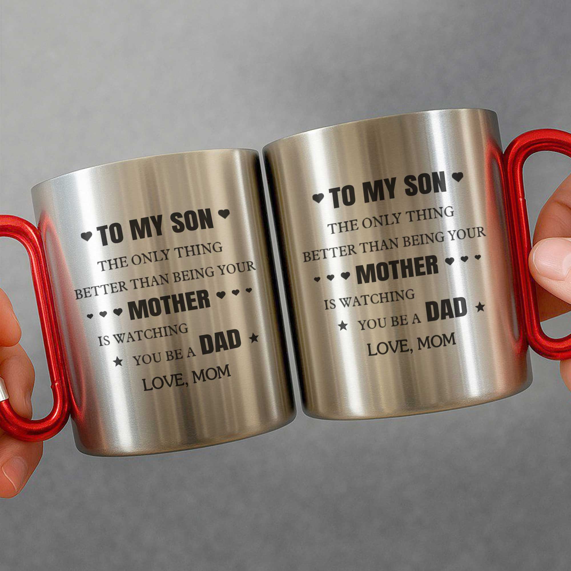 Personalized Stainless Steel Carabiner Mug Custom Gift for Son Carabiner Mug GradoCreations