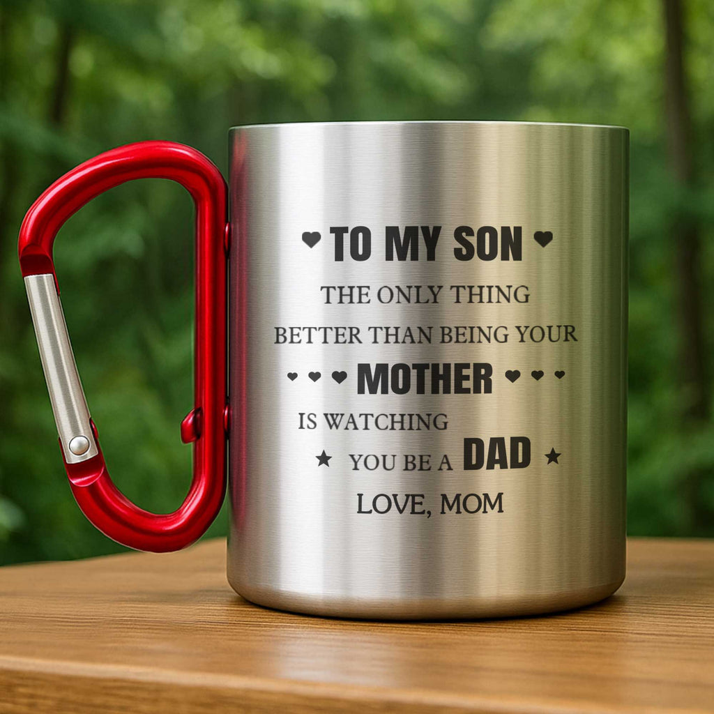 Personalized Stainless Steel Carabiner Mug Custom Gift for Son Carabiner Mug GradoCreations