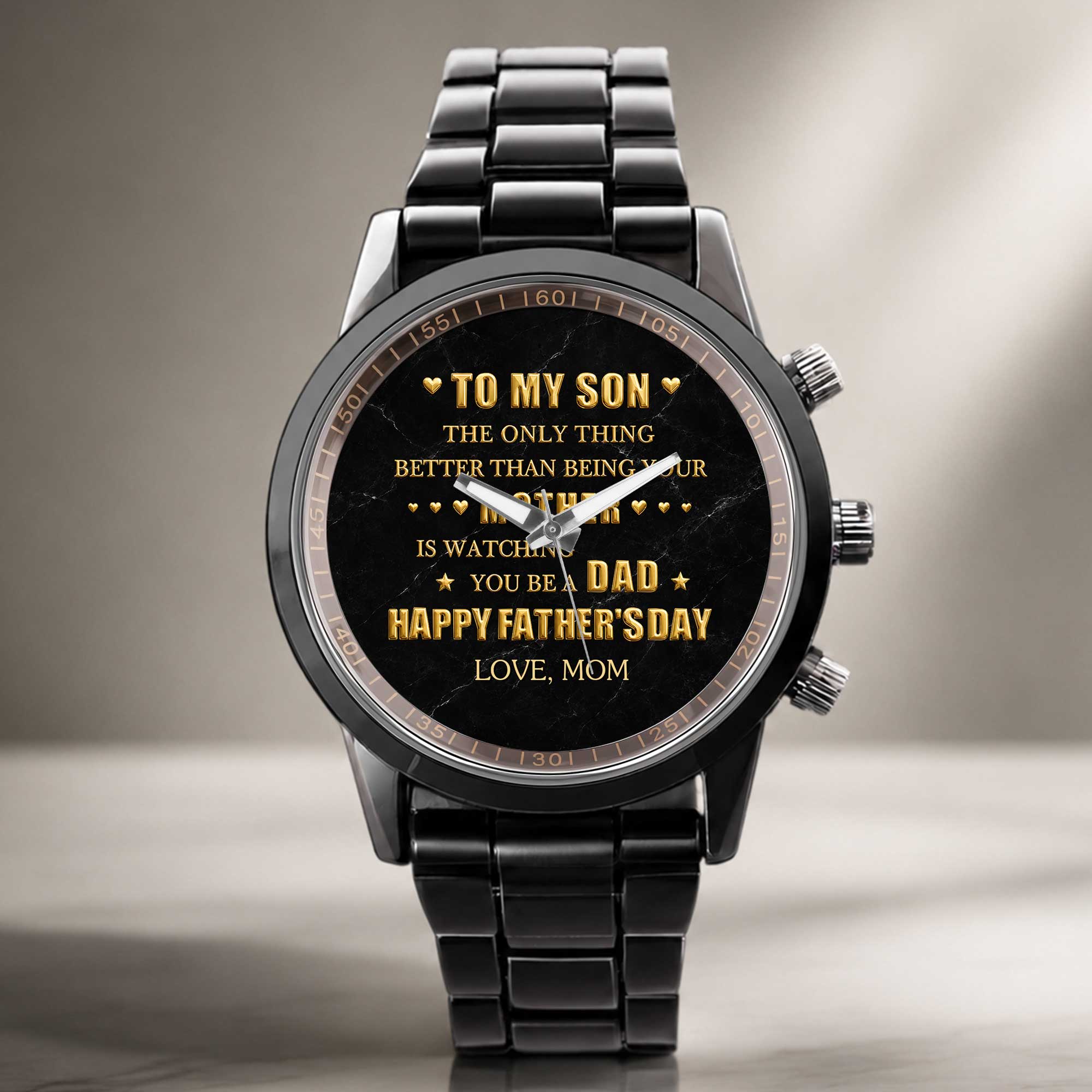 Personalized Custom Men's Watch Gift for Son with Message Men's Watch GradoCreations