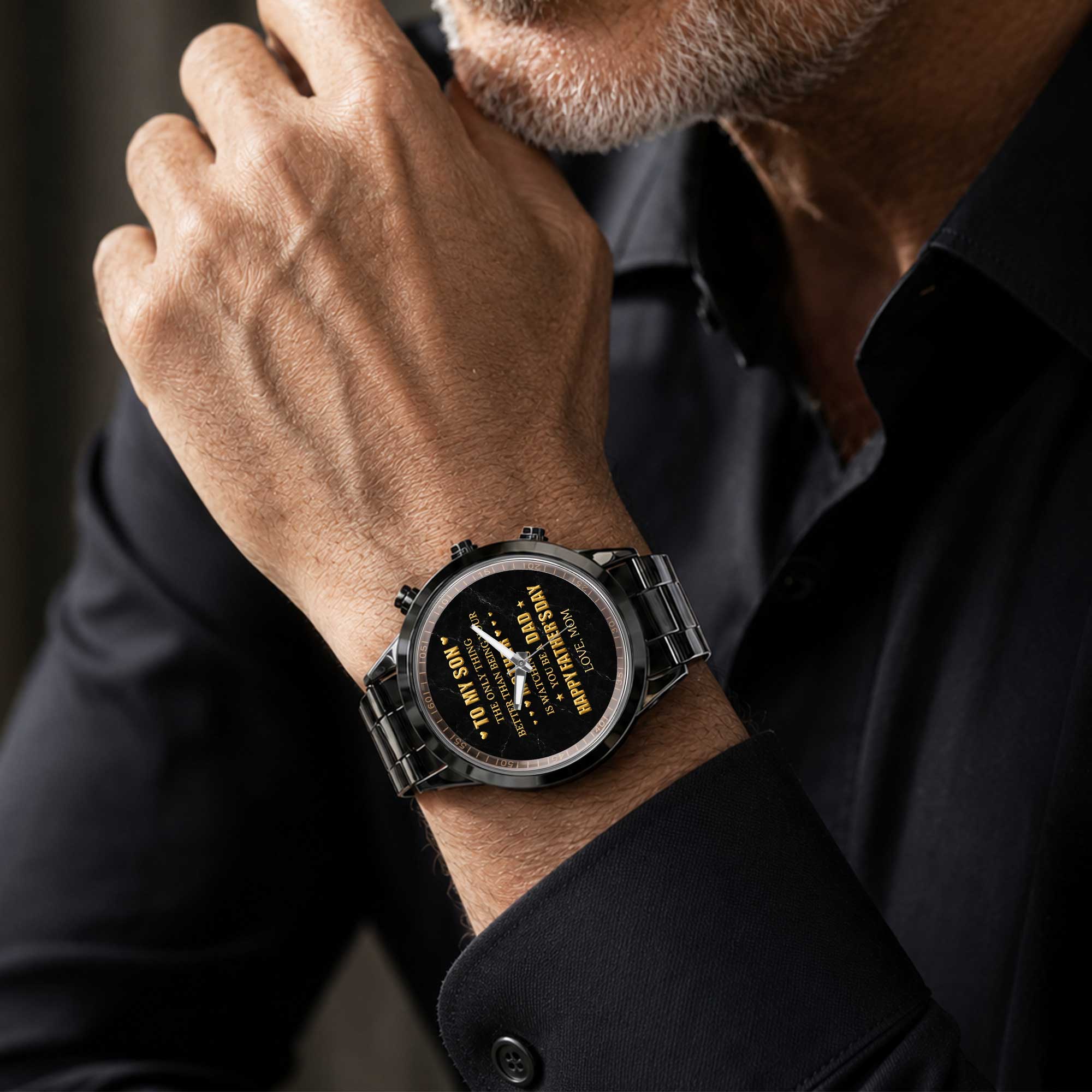 Personalized Custom Men's Watch Gift for Son with Message Men's Watch GradoCreations