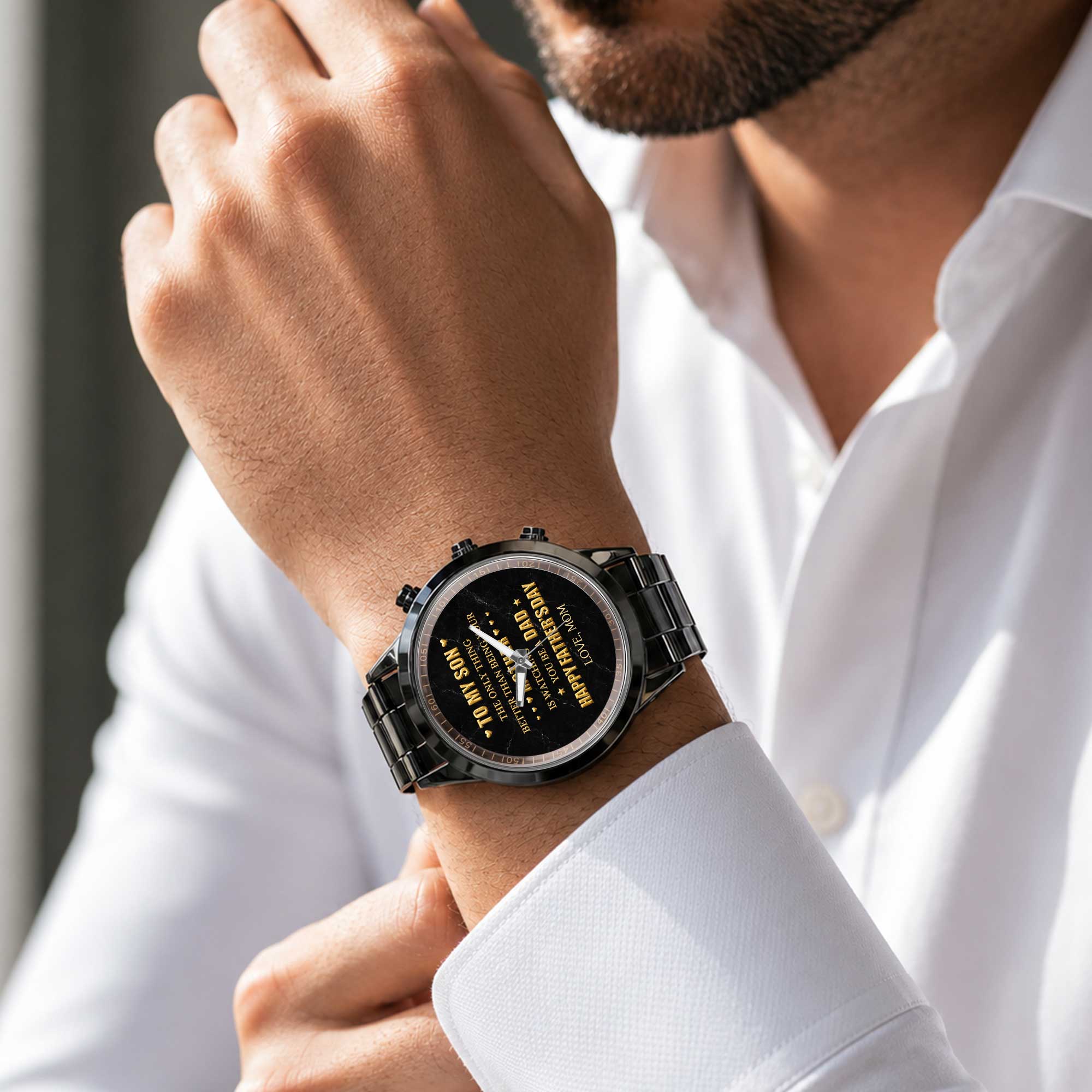 Personalized Custom Men's Watch Gift for Son with Message Men's Watch GradoCreations