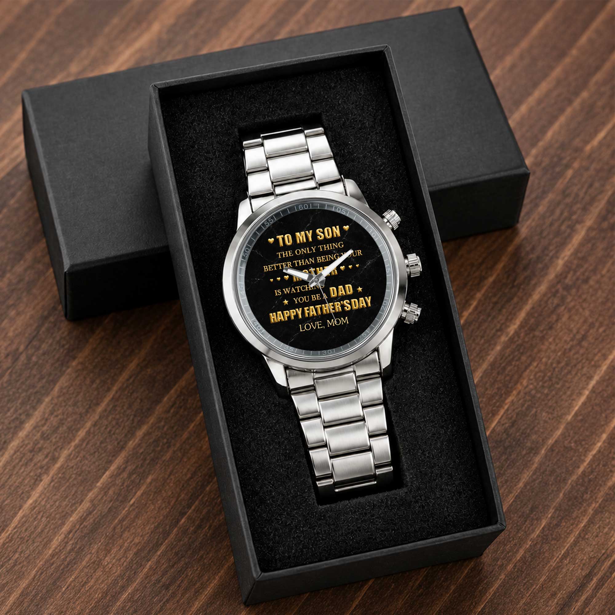 Personalized Custom Men's Watch Gift for Son with Message Men's Watch GradoCreations