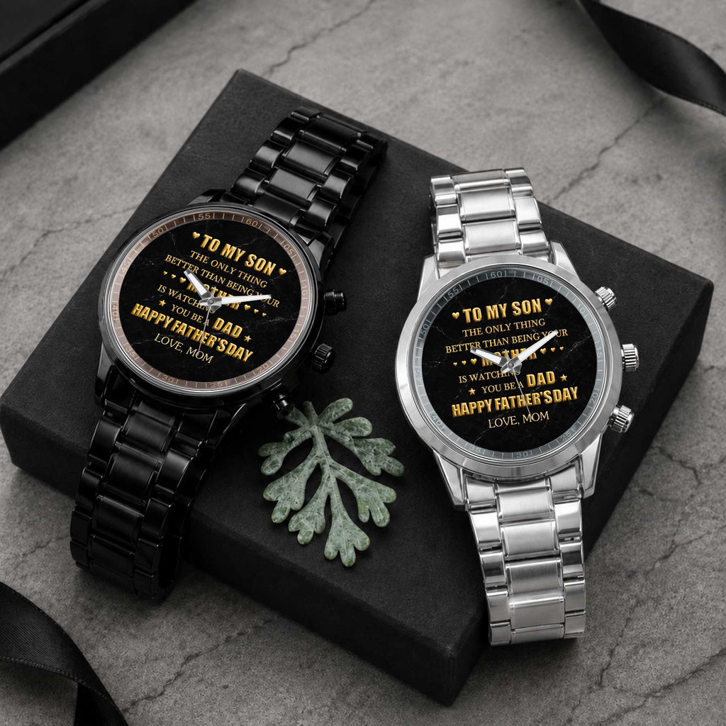 Personalized Custom Men's Watch Gift for Son with Message Men's Watch GradoCreations