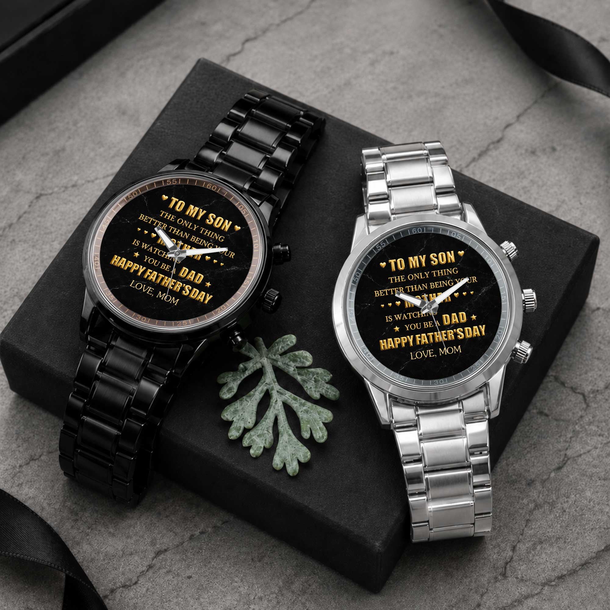 Personalized Custom Men's Watch Gift for Son with Message Men's Watch GradoCreations