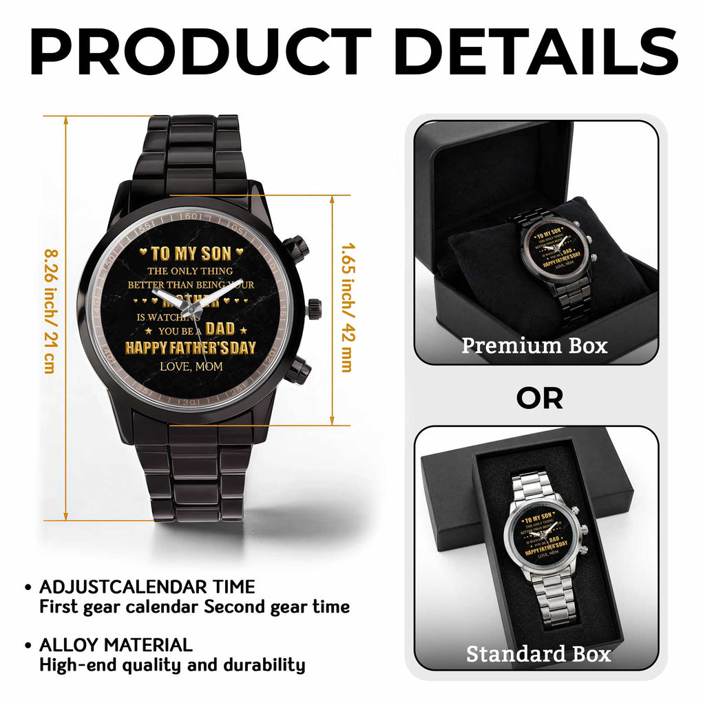 Personalized Custom Men's Watch Gift for Son with Message Men's Watch GradoCreations