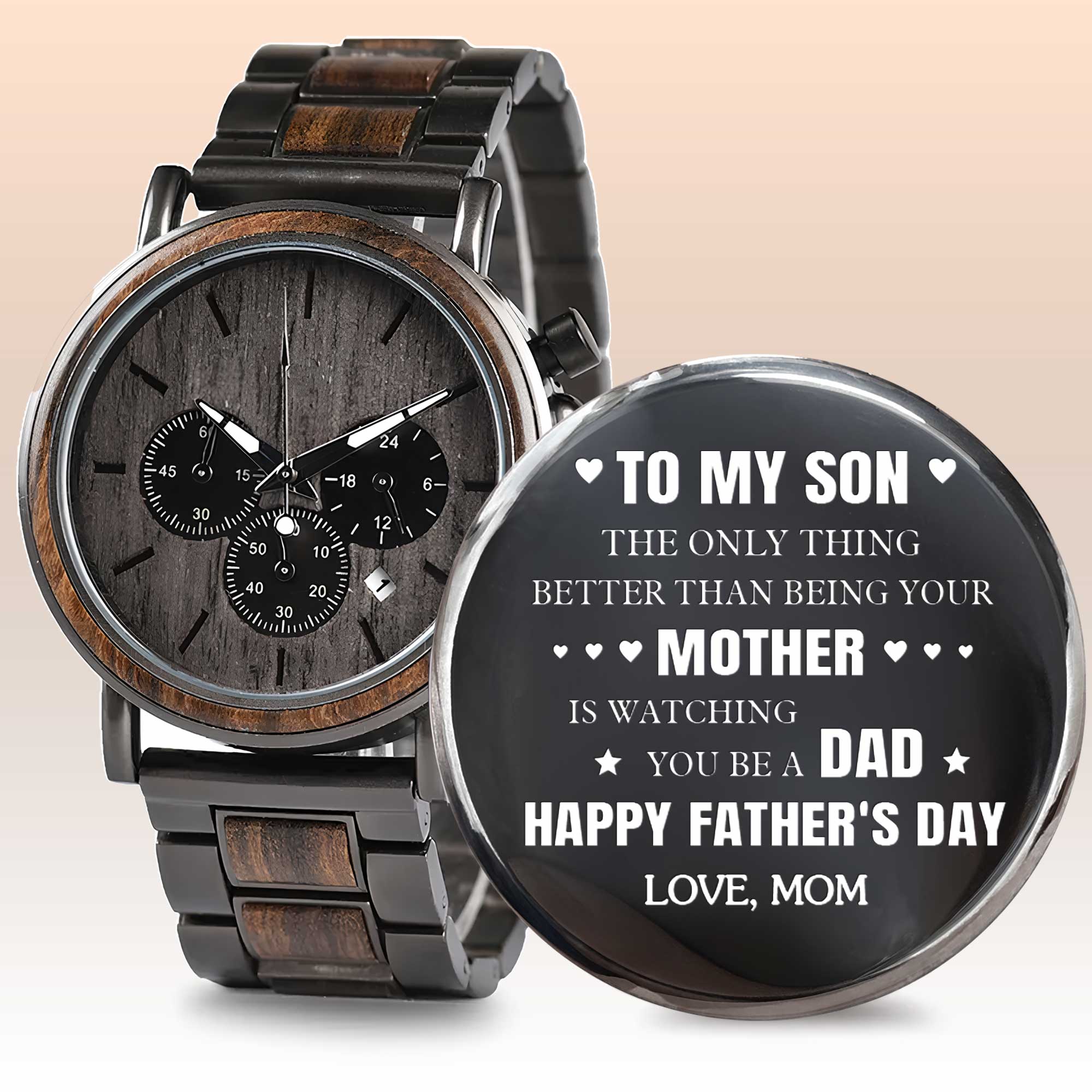 Personalized Engraved Wooden Watch Custom Gift for Son Wooden Watches GradoCreations