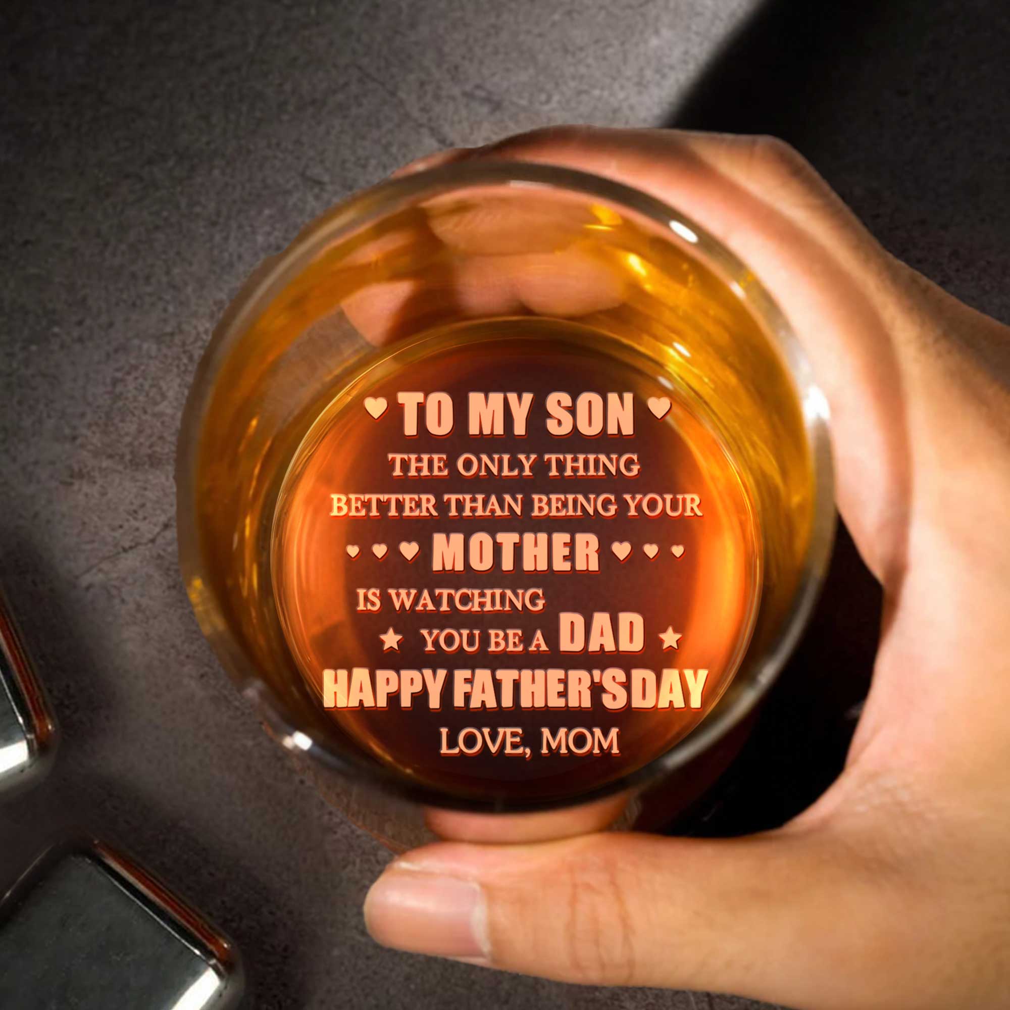 Personalized Engraved Whiskey Glass Unique Gift for Son Dad Whiskey Glass GradoCreations
