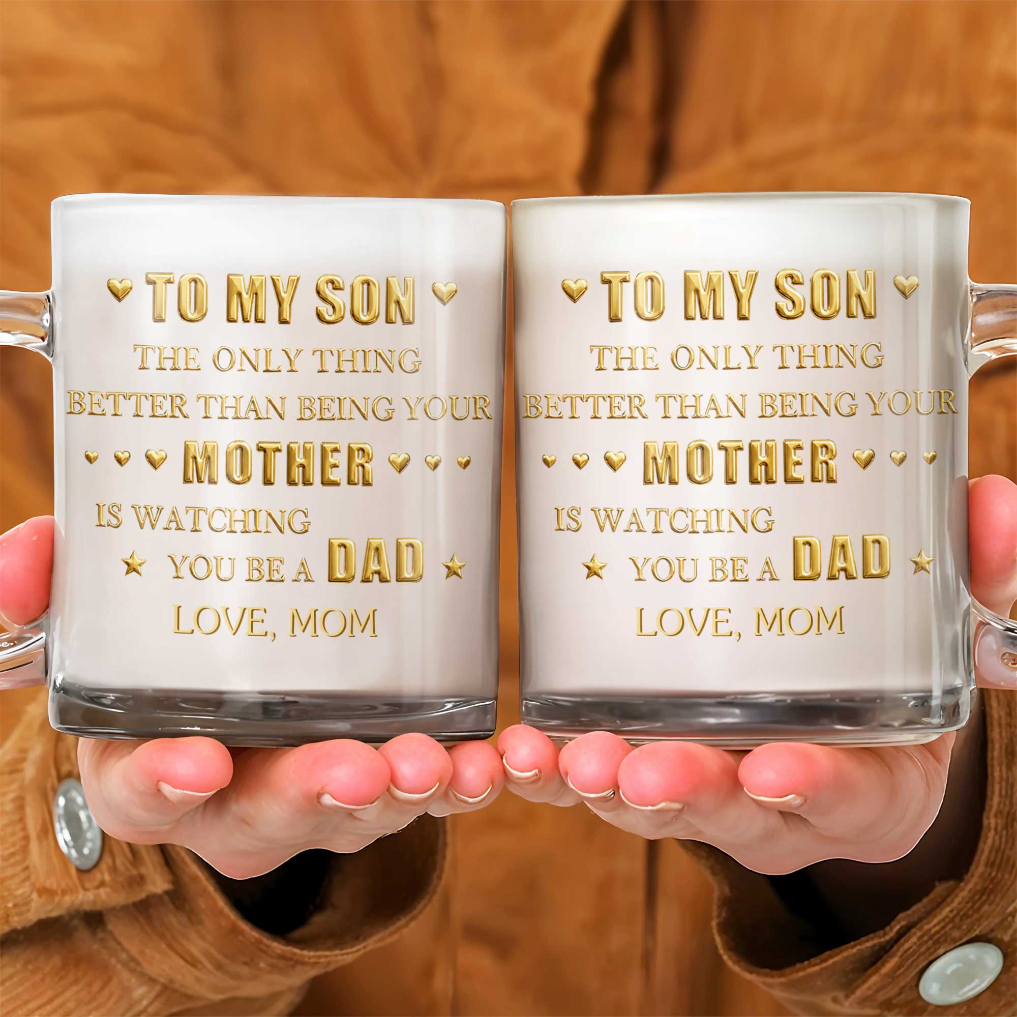 Personalized Glass Mug Custom Message Gift for Son Glass Mug GradoCreations