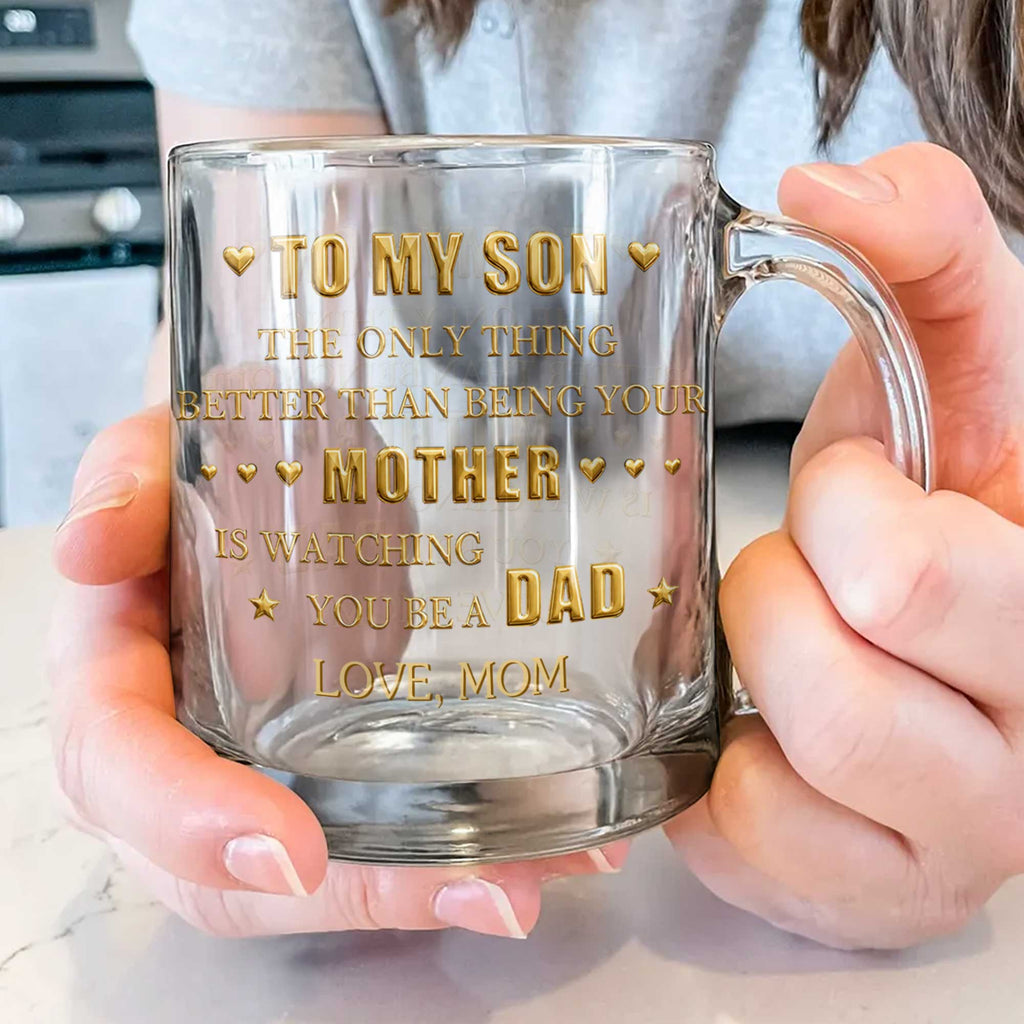 Personalized Glass Mug Custom Message Gift for Son Glass Mug GradoCreations