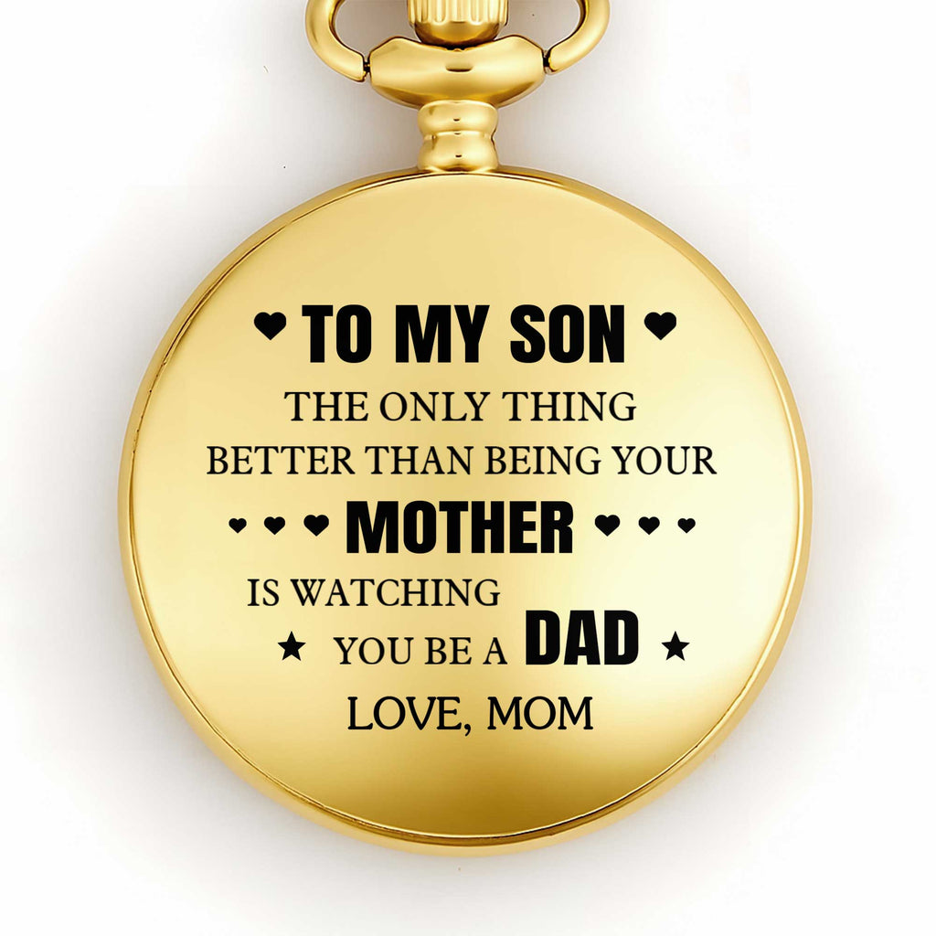 Personalized Gold Pocket Watch Custom Message for Son Pocket Watch GradoCreations