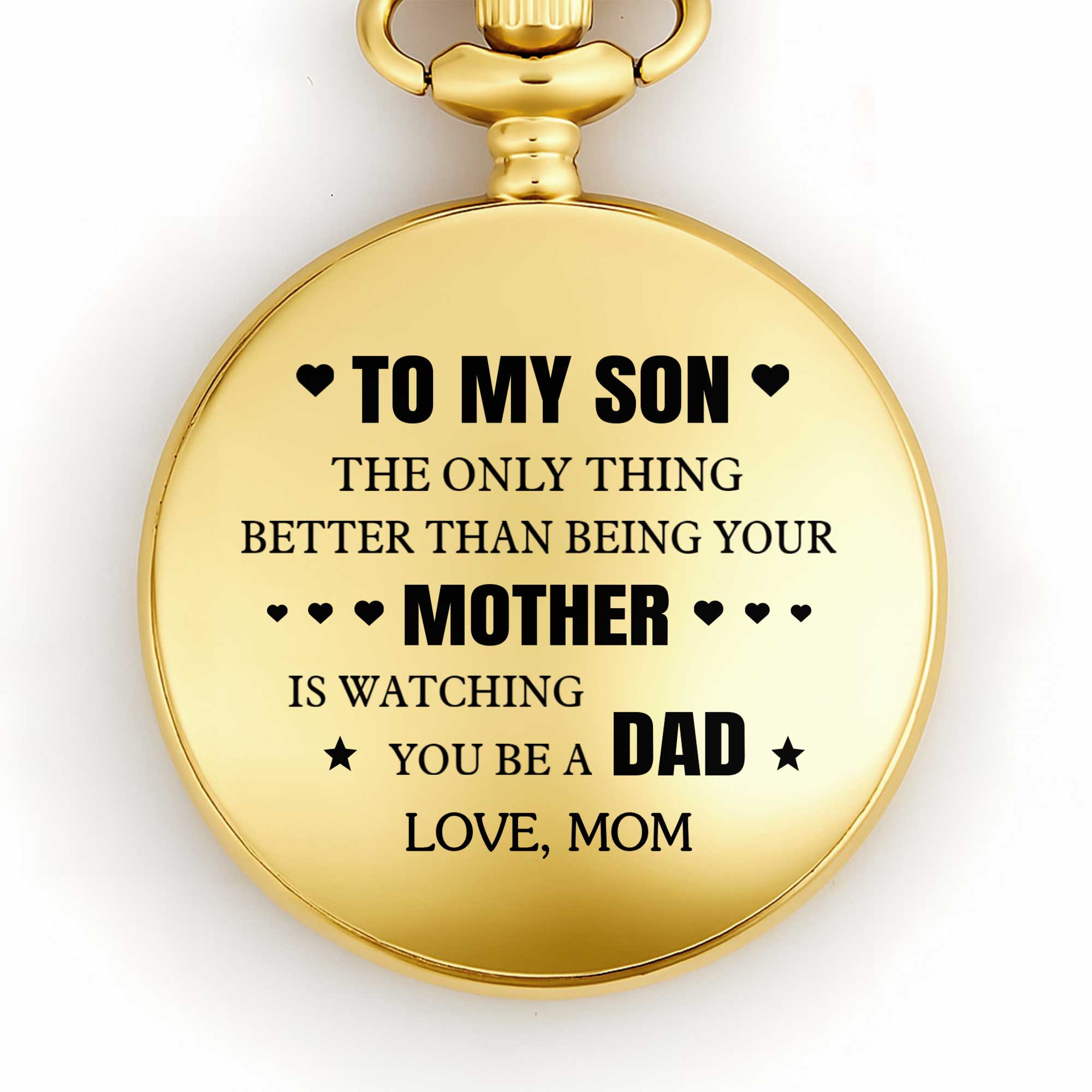 Personalized Gold Pocket Watch Custom Message for Son Pocket Watch GradoCreations