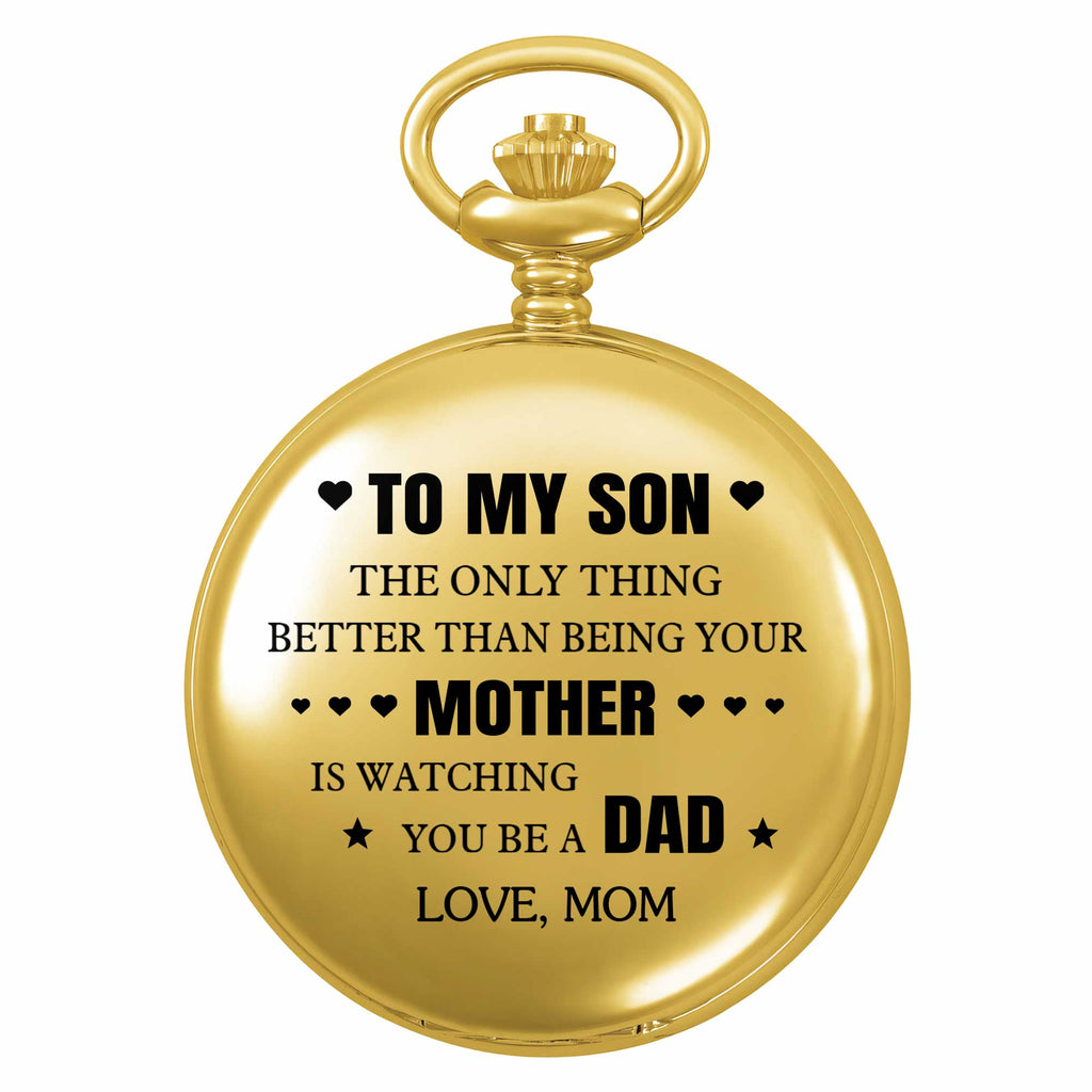 Personalized Gold Pocket Watch Custom Message for Son Pocket Watch GradoCreations