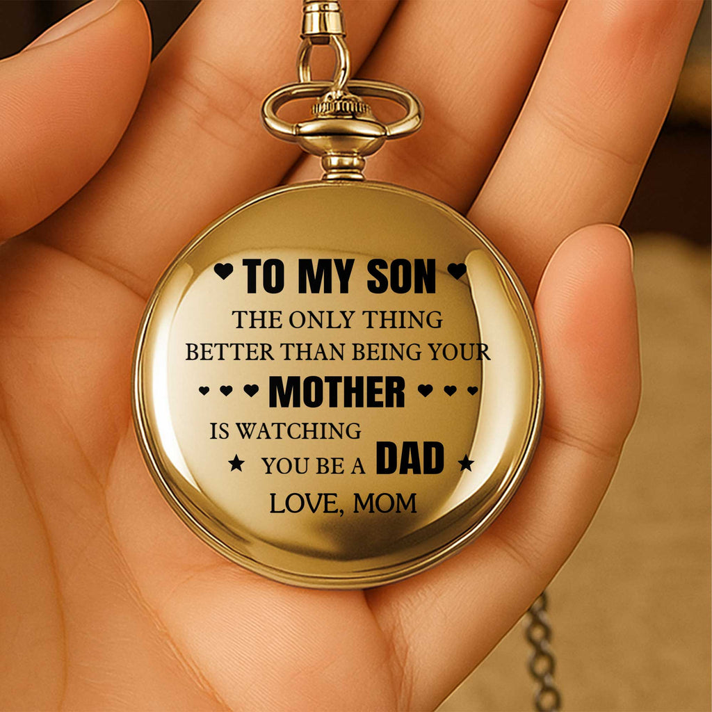 Personalized Gold Pocket Watch Custom Message for Son Pocket Watch GradoCreations