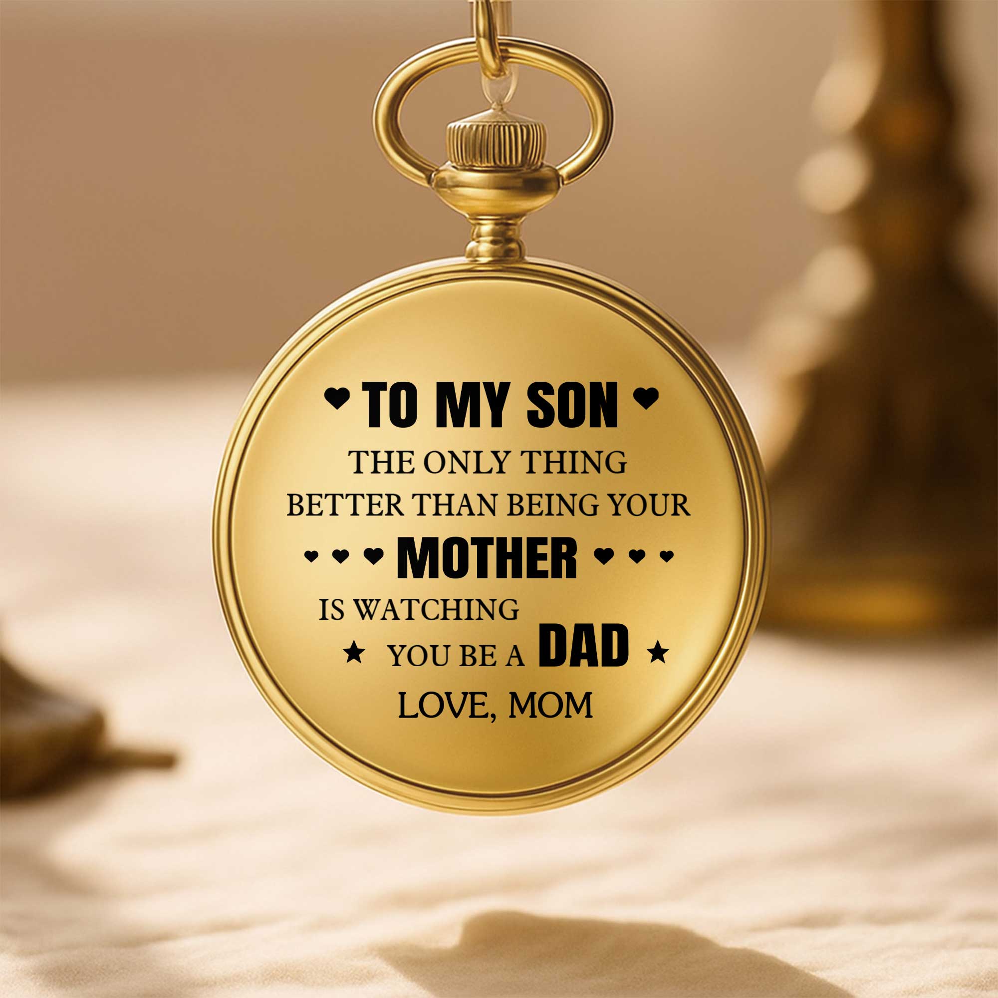 Personalized Gold Pocket Watch Custom Message for Son Pocket Watch GradoCreations