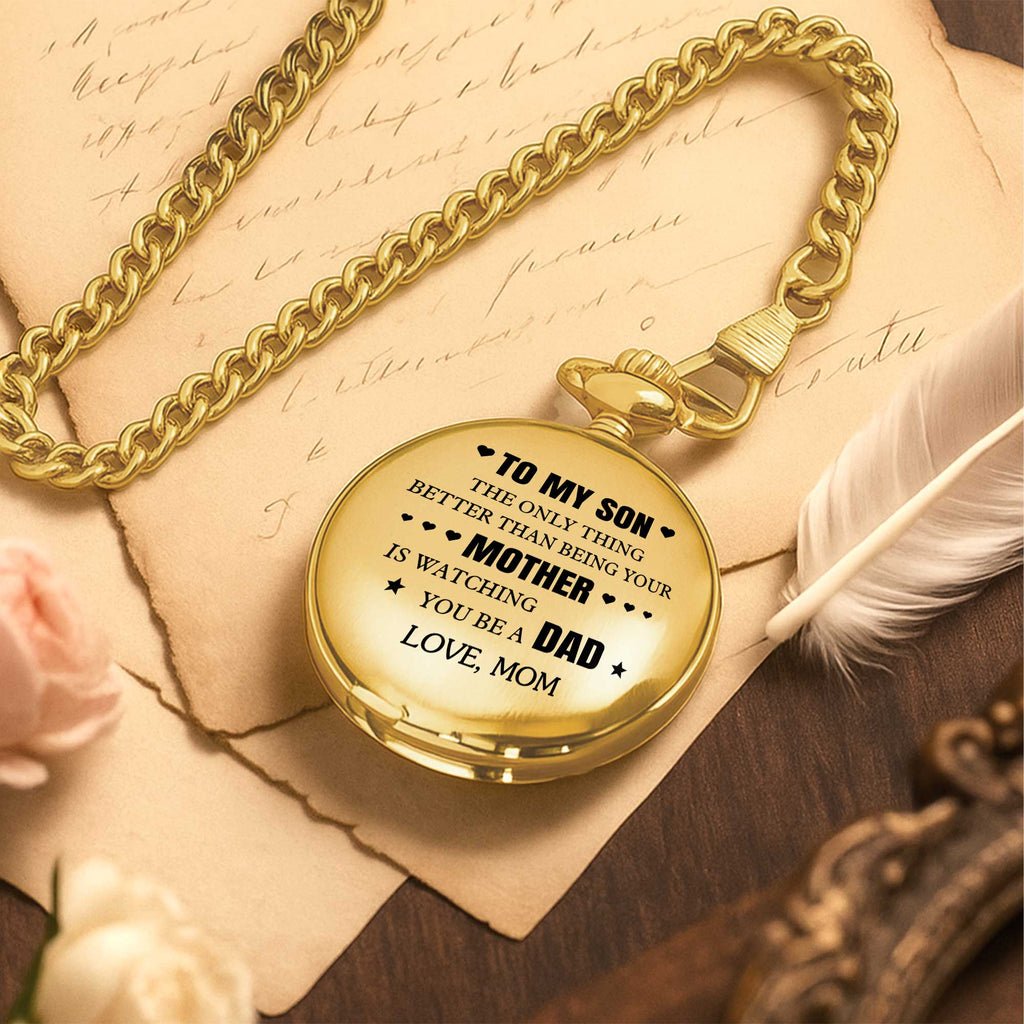 Personalized Gold Pocket Watch Custom Message for Son Pocket Watch GradoCreations