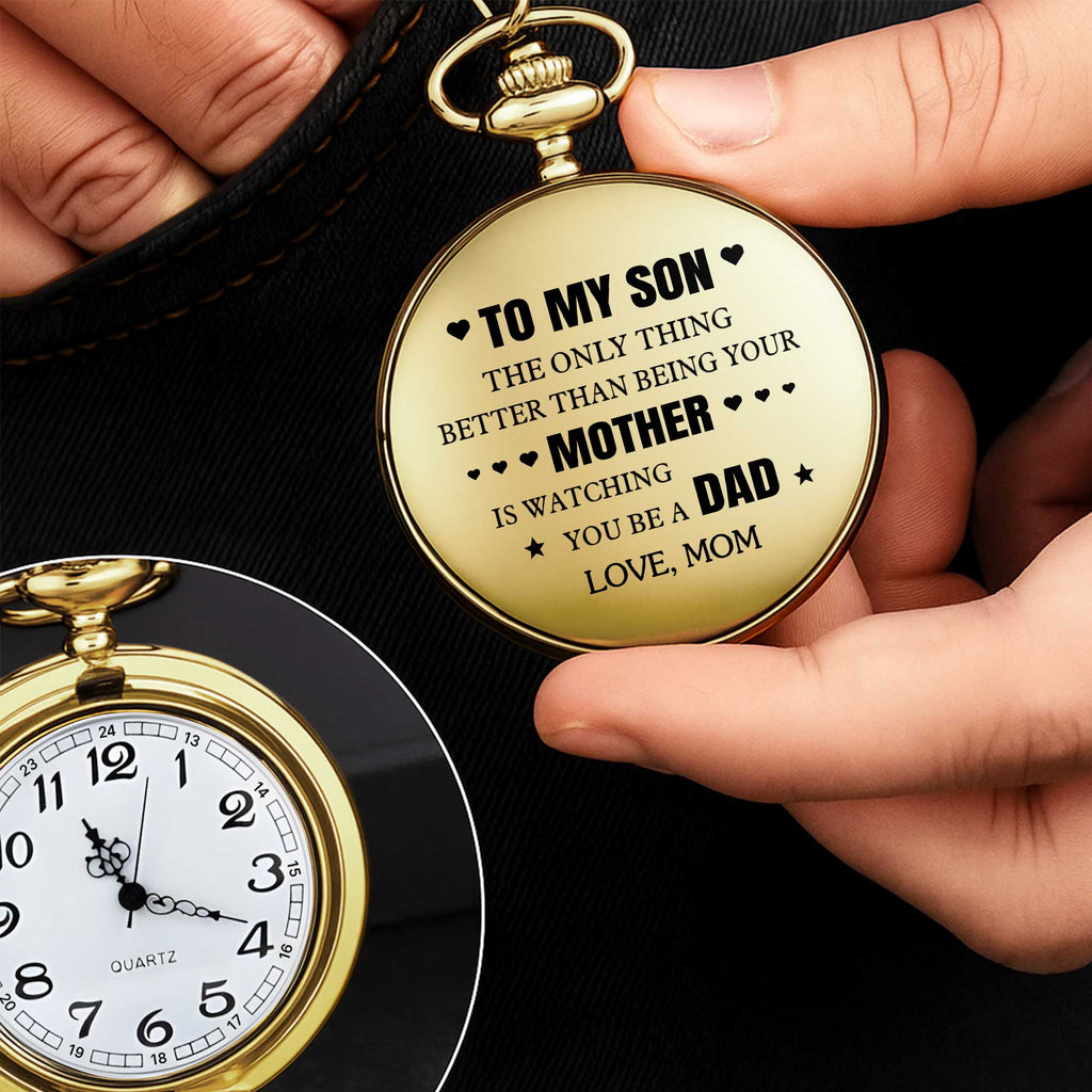 Personalized Gold Pocket Watch Custom Message for Son Pocket Watch GradoCreations
