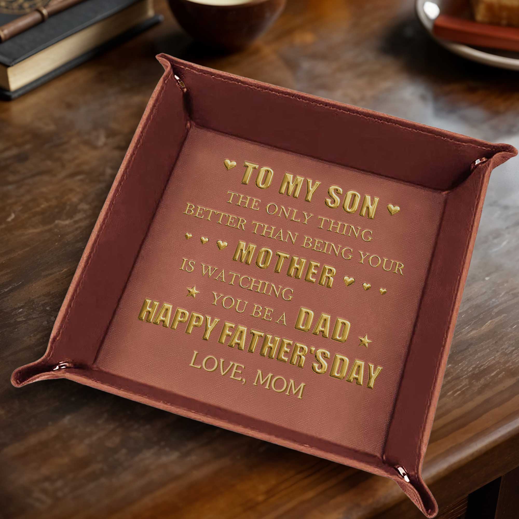 Personalized Leather Valet Tray Custom Name Gift for Son Valet Tray GradoCreations