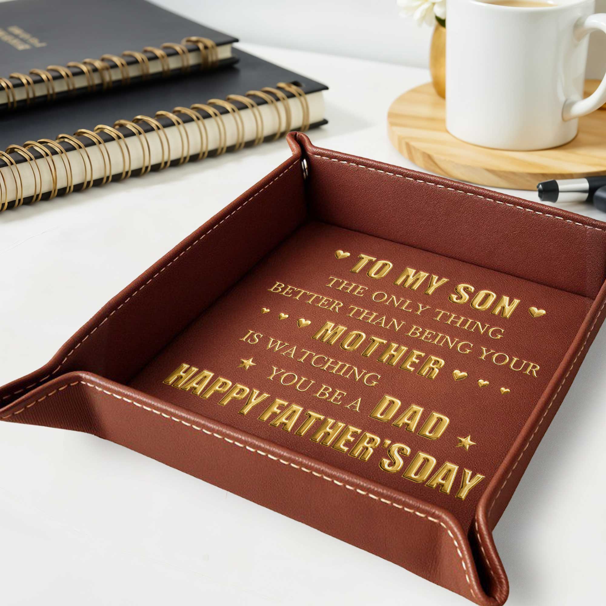 Personalized Leather Valet Tray Custom Name Gift for Son Valet Tray GradoCreations