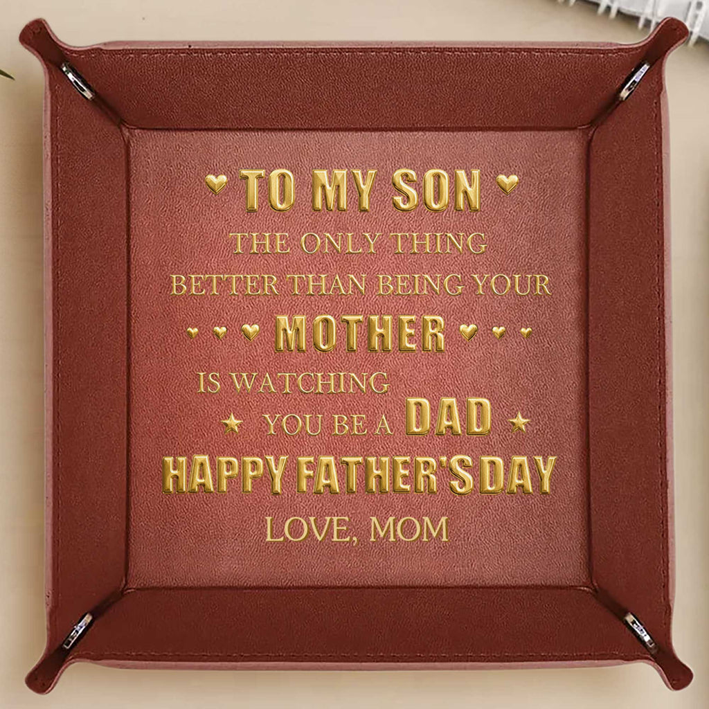 Personalized Leather Valet Tray Custom Name Gift for Son Valet Tray GradoCreations