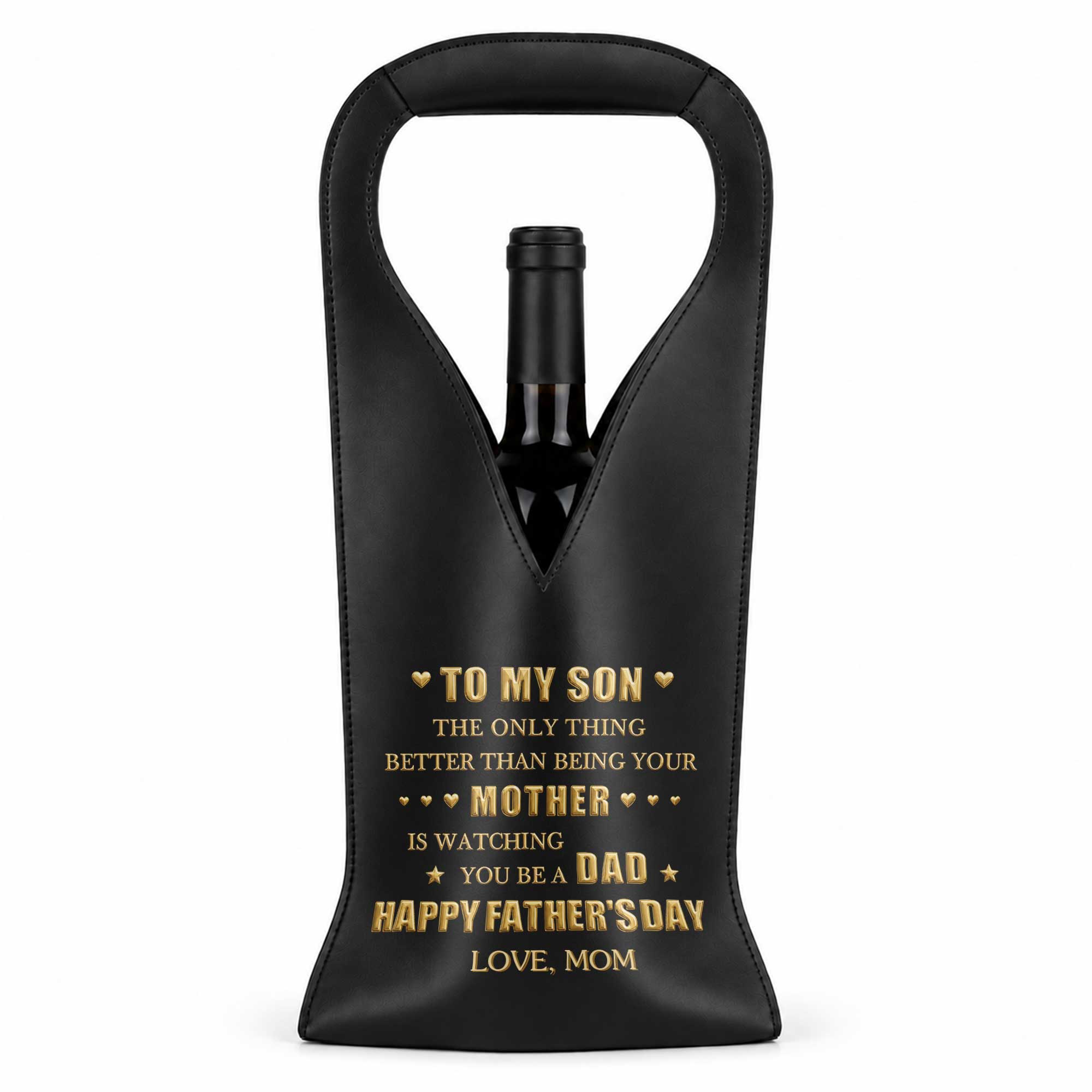 Personalized Leather Wine Bag Custom Gift for Son Father's Day Leather Wine Bag GradoCreations