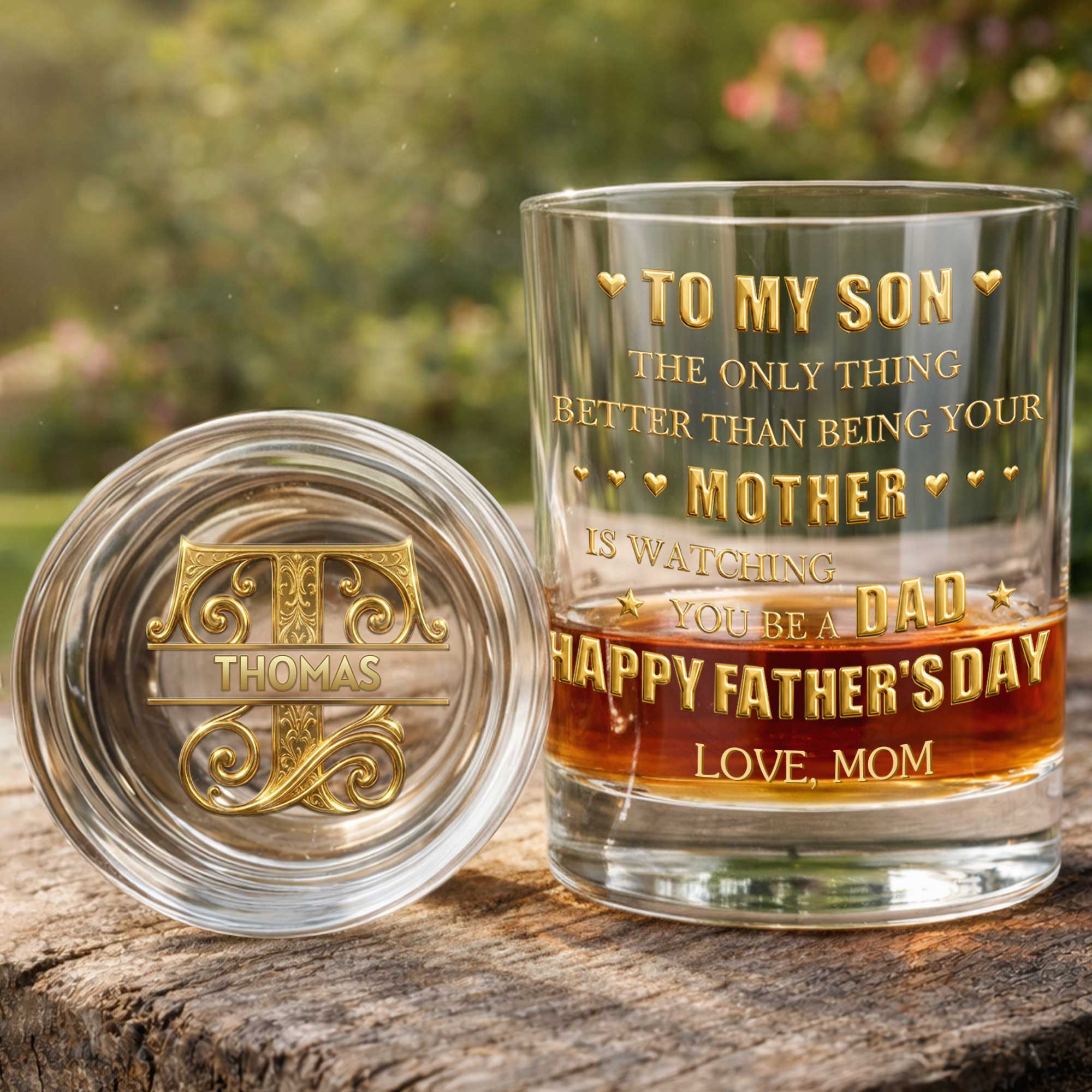 Personalized Whiskey Glass Custom Monogram Gift for Son Whiskey Glass GradoCreations